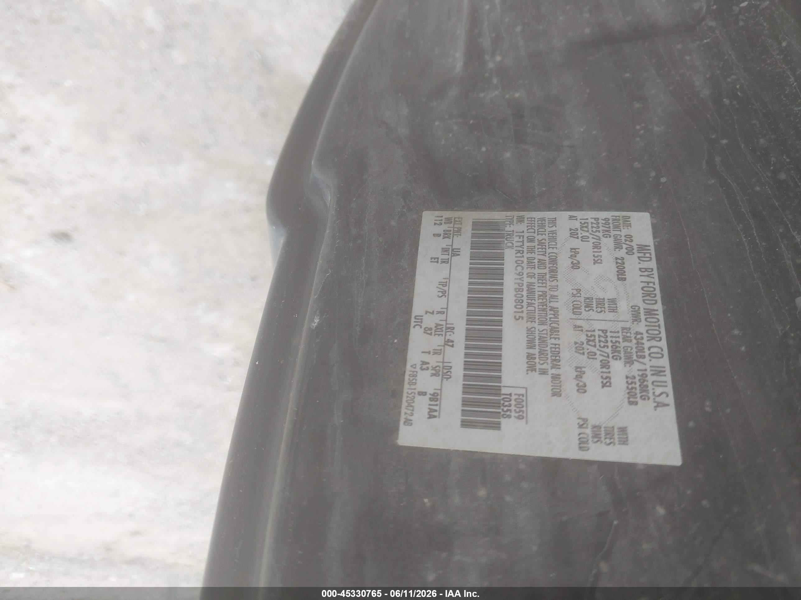 2000 Ford Ranger Xl/xlt Black vin: 1FTYR10C9YPB08015