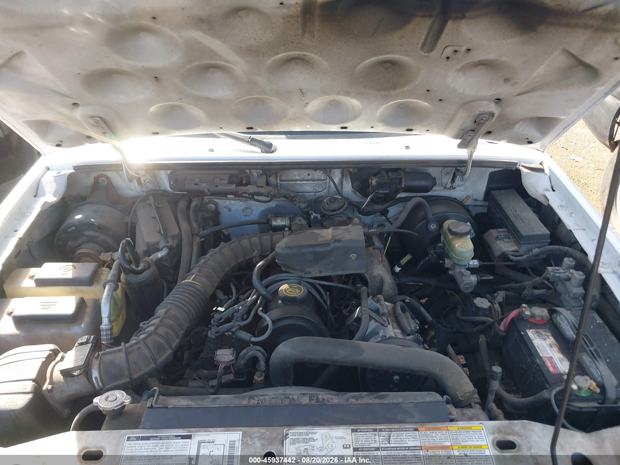 2000 Ford Ranger Xl/xlt White vin: 1FTYR10CXYPB07441