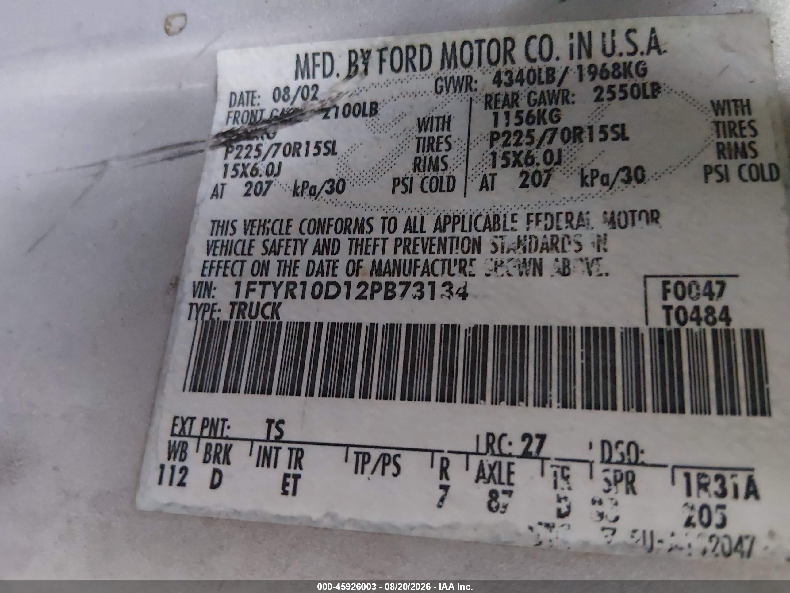 2002 Ford Ranger Xl/xlt Серый vin: 1FTYR10D12PB73134
