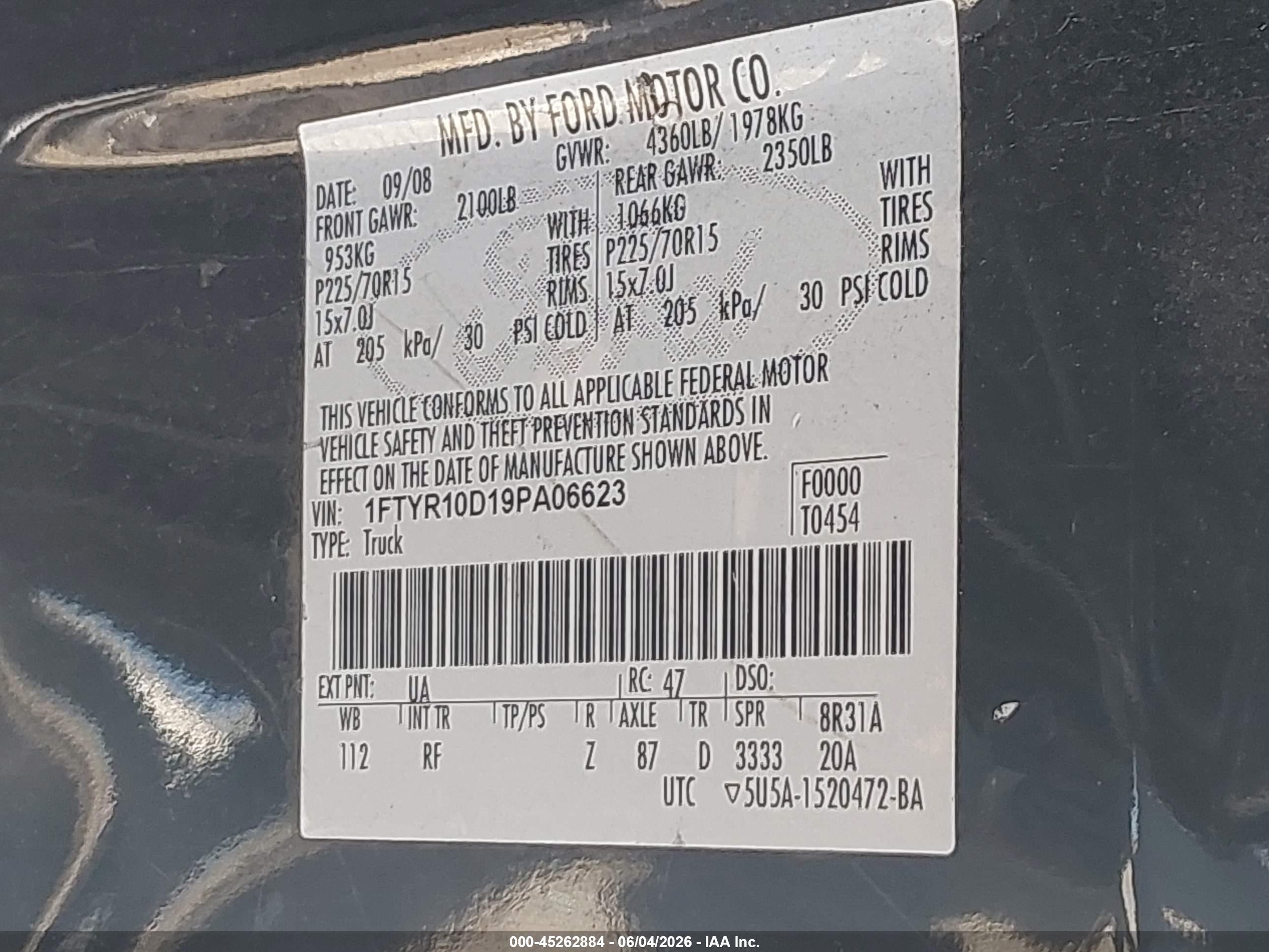 2009 Ford Ranger Sport/xl/xlt Черный vin: 1FTYR10D19PA06623
