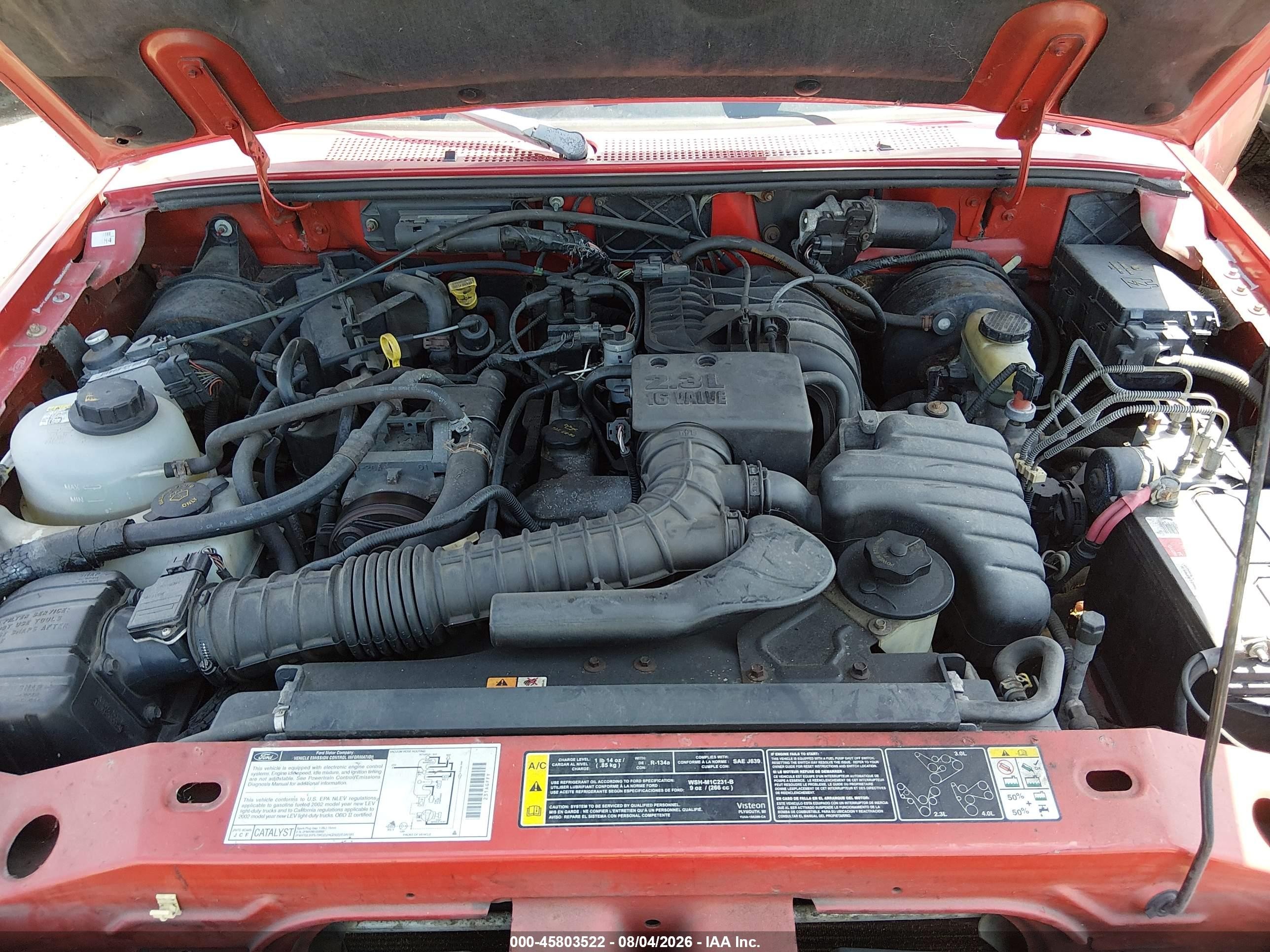 2002 Ford Ranger Xl/xlt Red vin: 1FTYR10D22TA11794