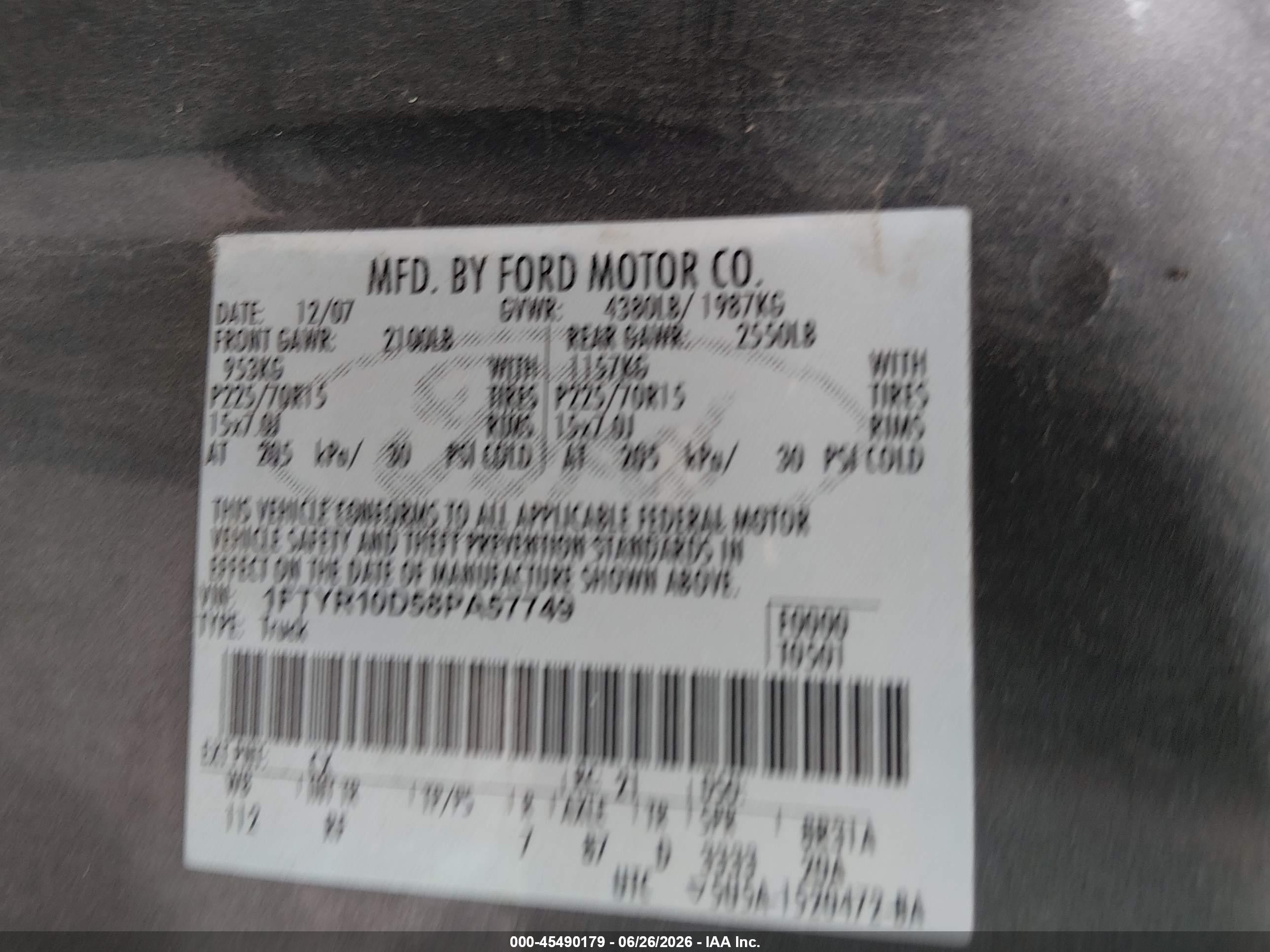 2008 Ford Ranger Xl/xlt Gray vin: 1FTYR10D58PA57749