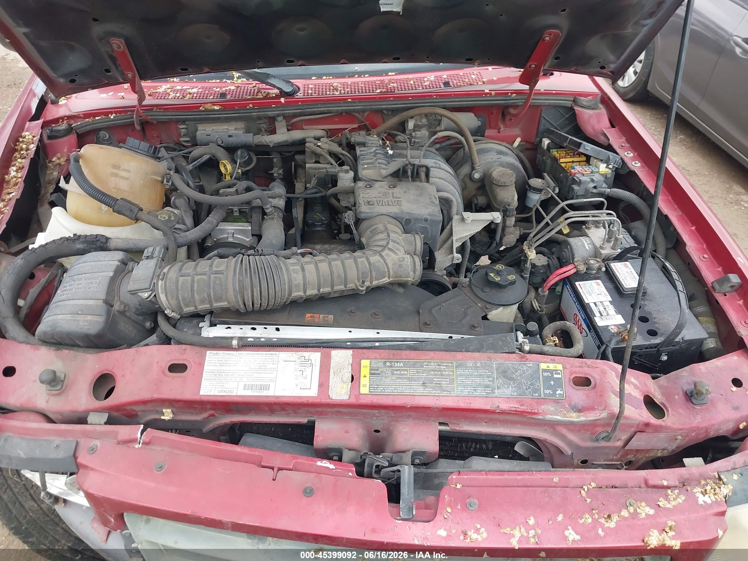 2003 Ford Ranger Xl/xlt Red vin: 1FTYR10D73PB71776