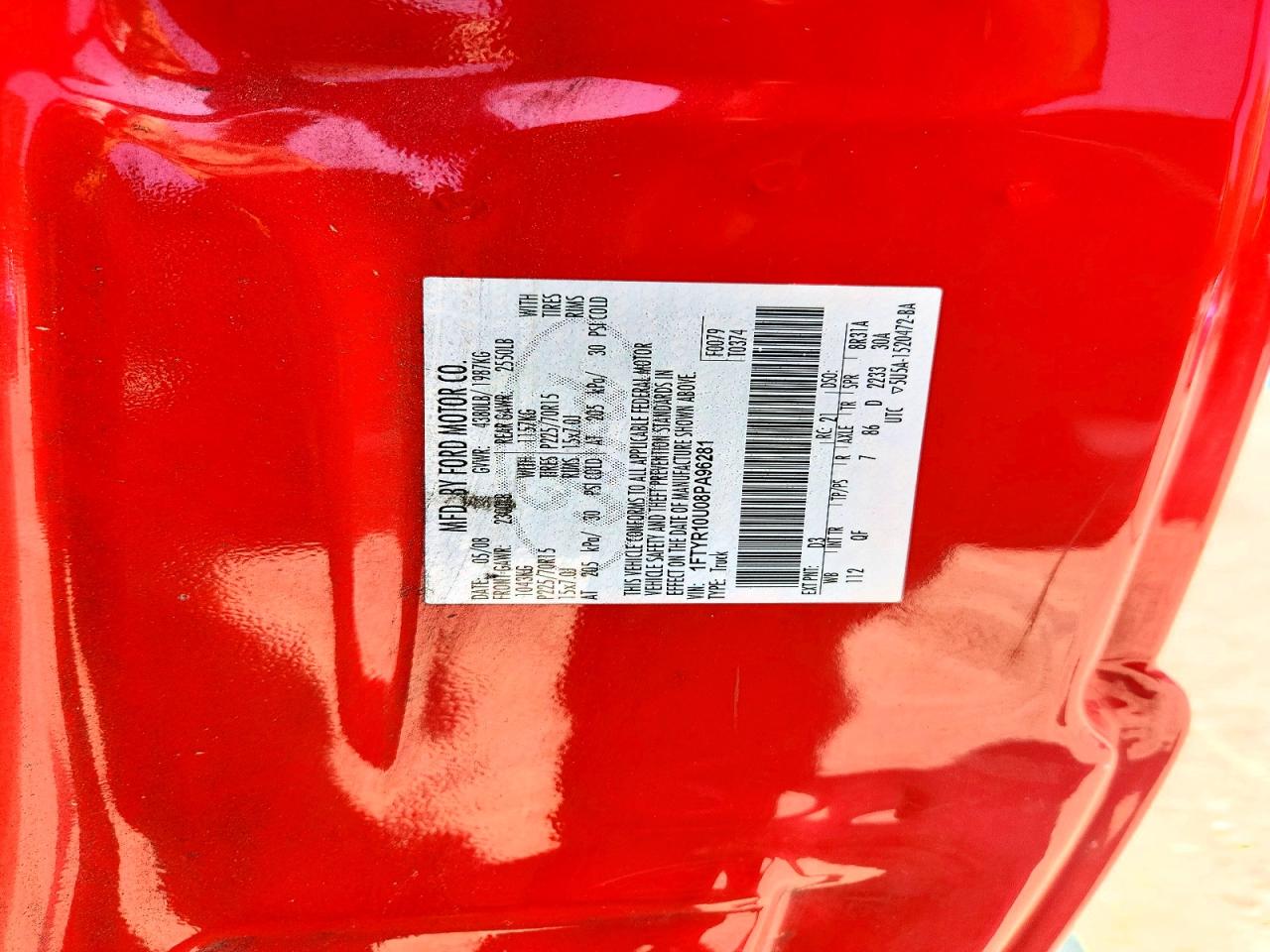 2008 Ford Ranger Red vin: 1FTYR10U08PA96281