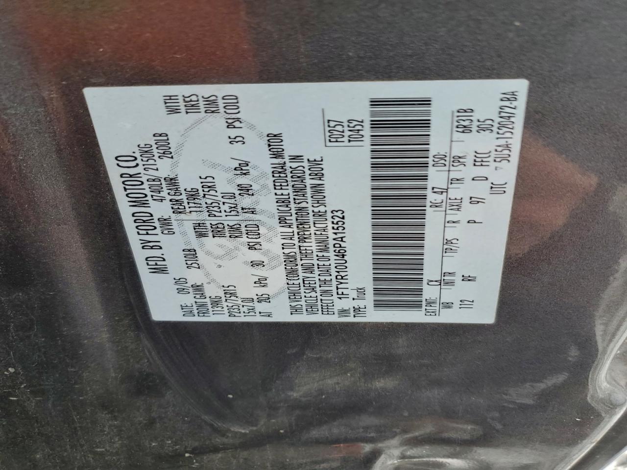 2006 Ford Ranger Gray vin: 1FTYR10U46PA15523