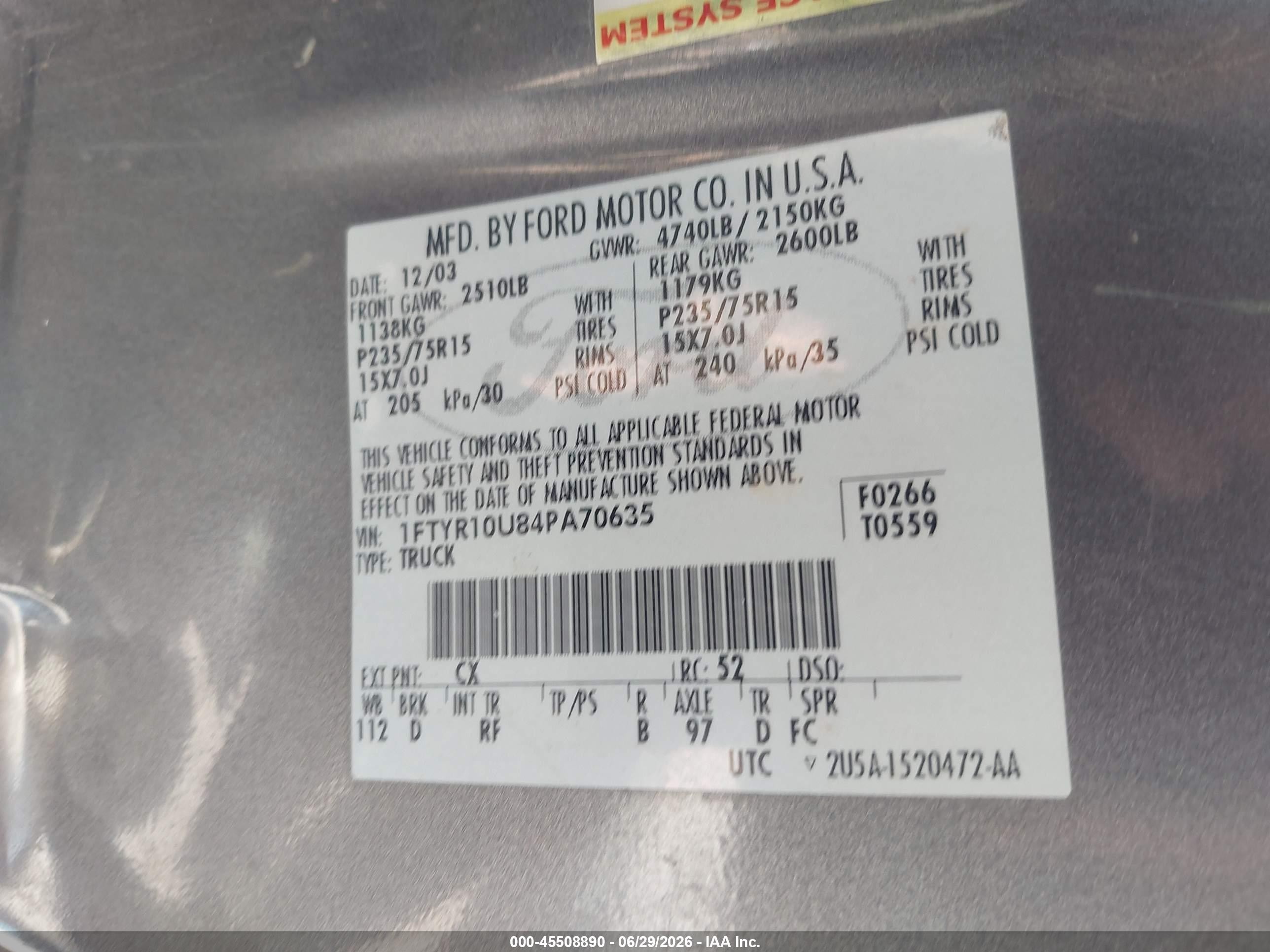 2004 Ford Ranger Edge/xl/xlt Gray vin: 1FTYR10U84PA70635