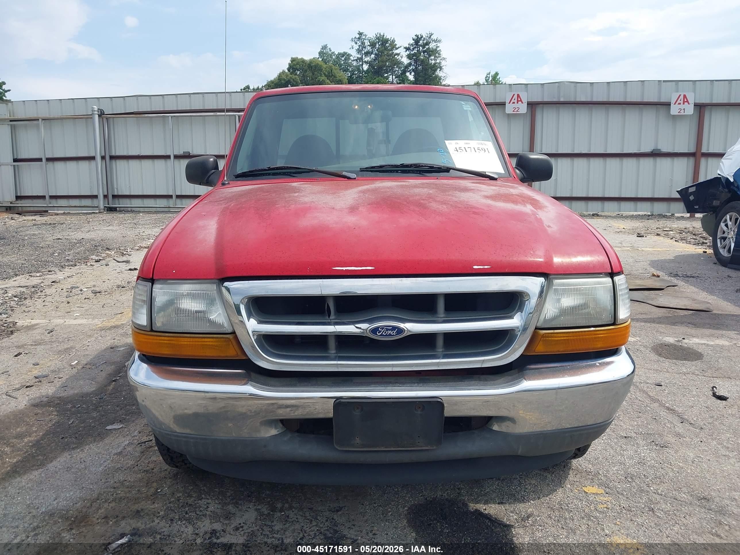 1999 Ford Ranger Xl/xlt Red vin: 1FTYR10V4XPB18595