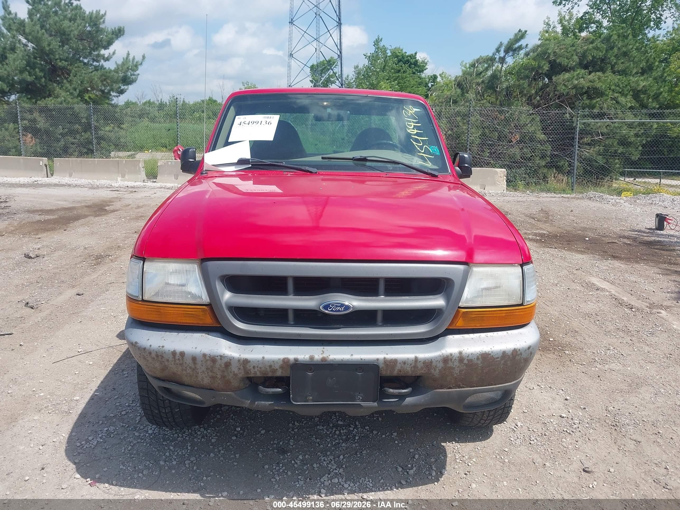 2000 Ford Ranger Xl/xlt Red vin: 1FTYR10V7YPA96903