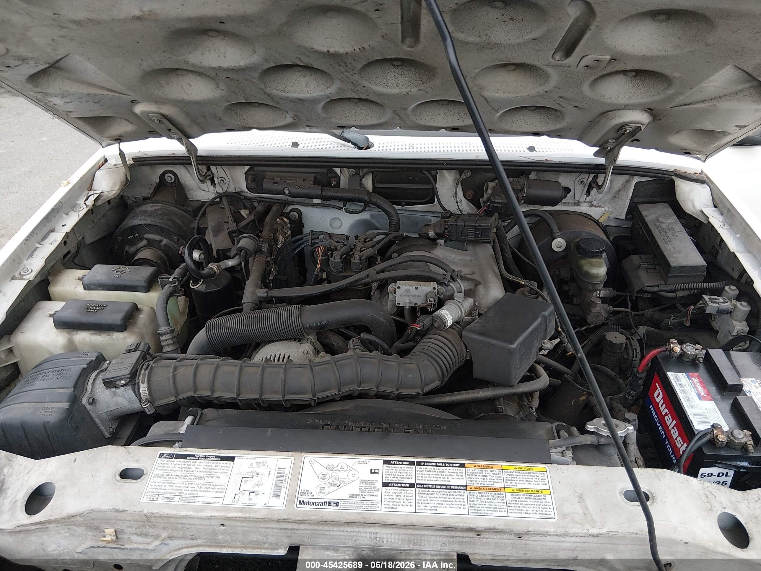 1999 Ford Ranger Xl/xlt White vin: 1FTYR10V8XUB85914