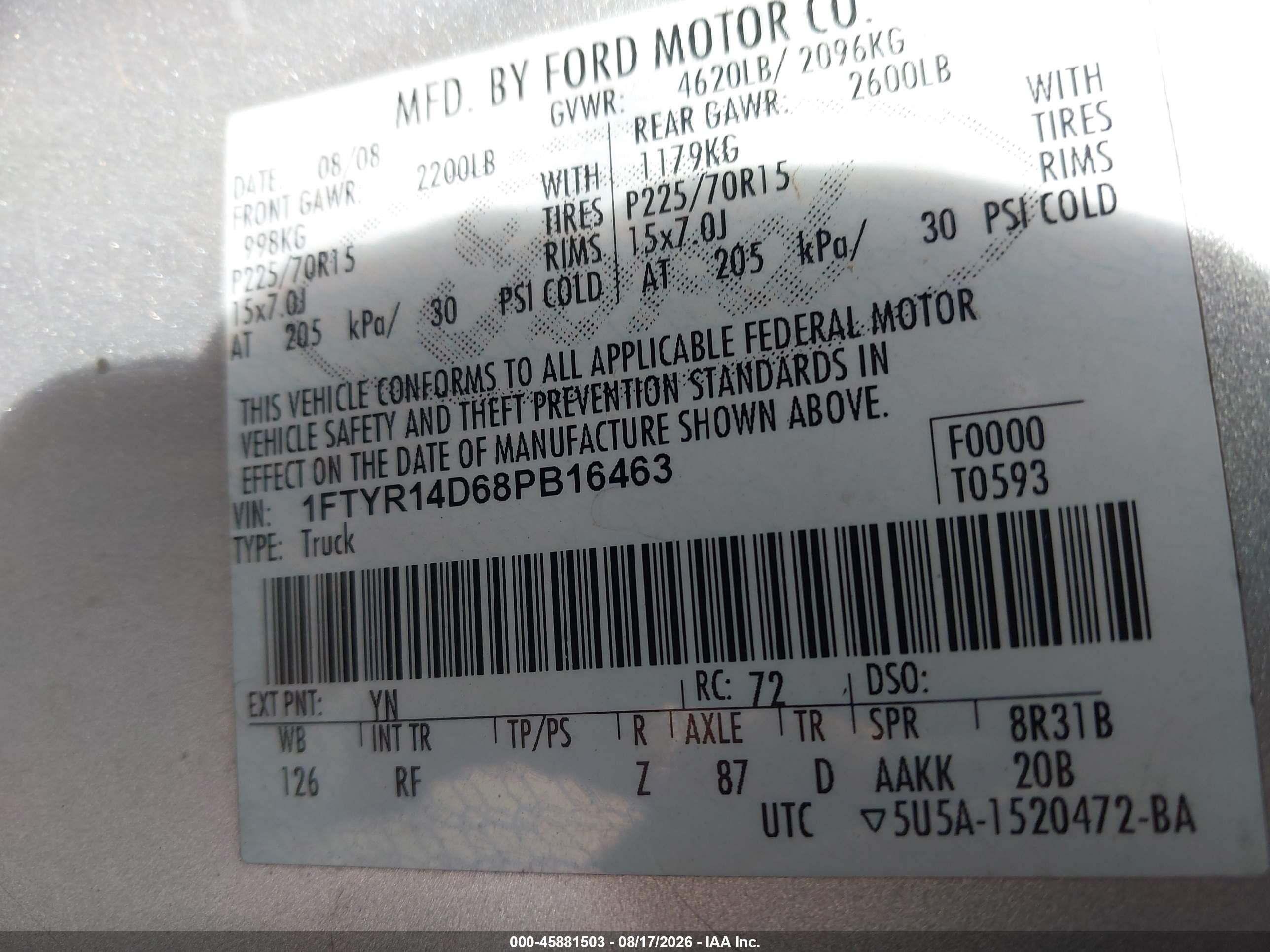 2008 Ford Ranger Xl/xlt Gray vin: 1FTYR14D68PB16463