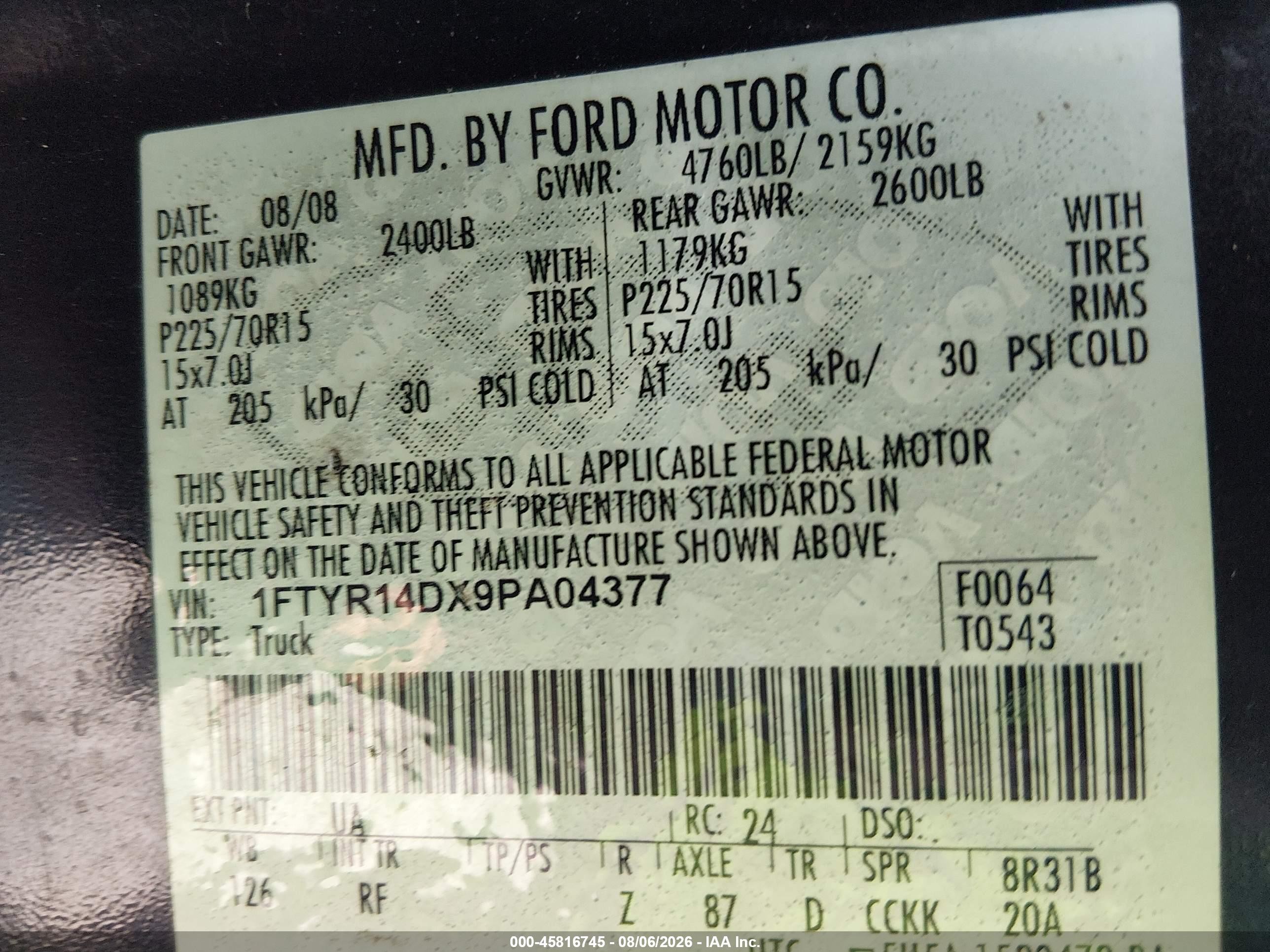 2009 Ford Ranger Xlt Black vin: 1FTYR14DX9PA04377