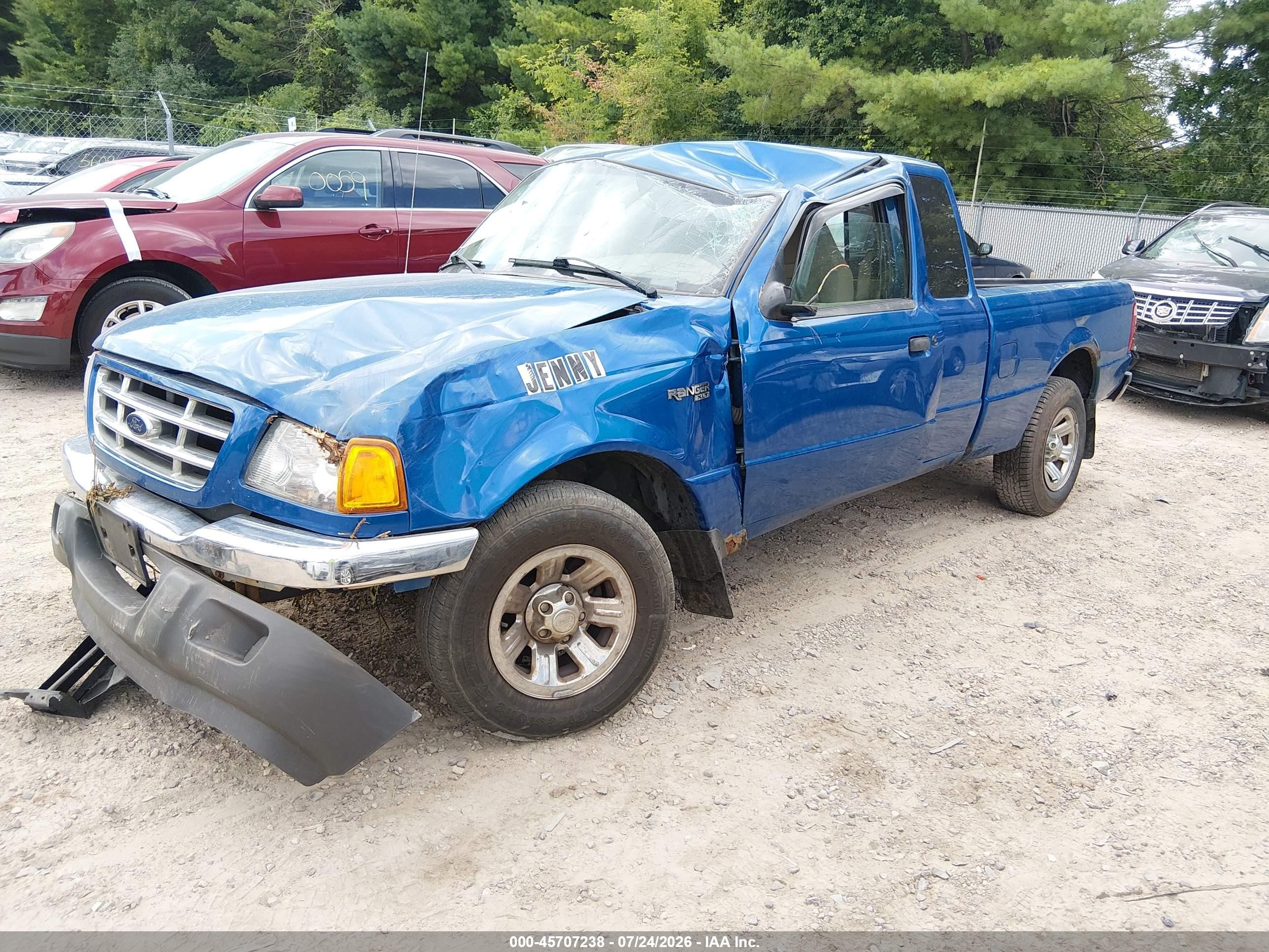 2001 Ford Ranger Edge/xlt Blue vin: 1FTYR14E31PB58829