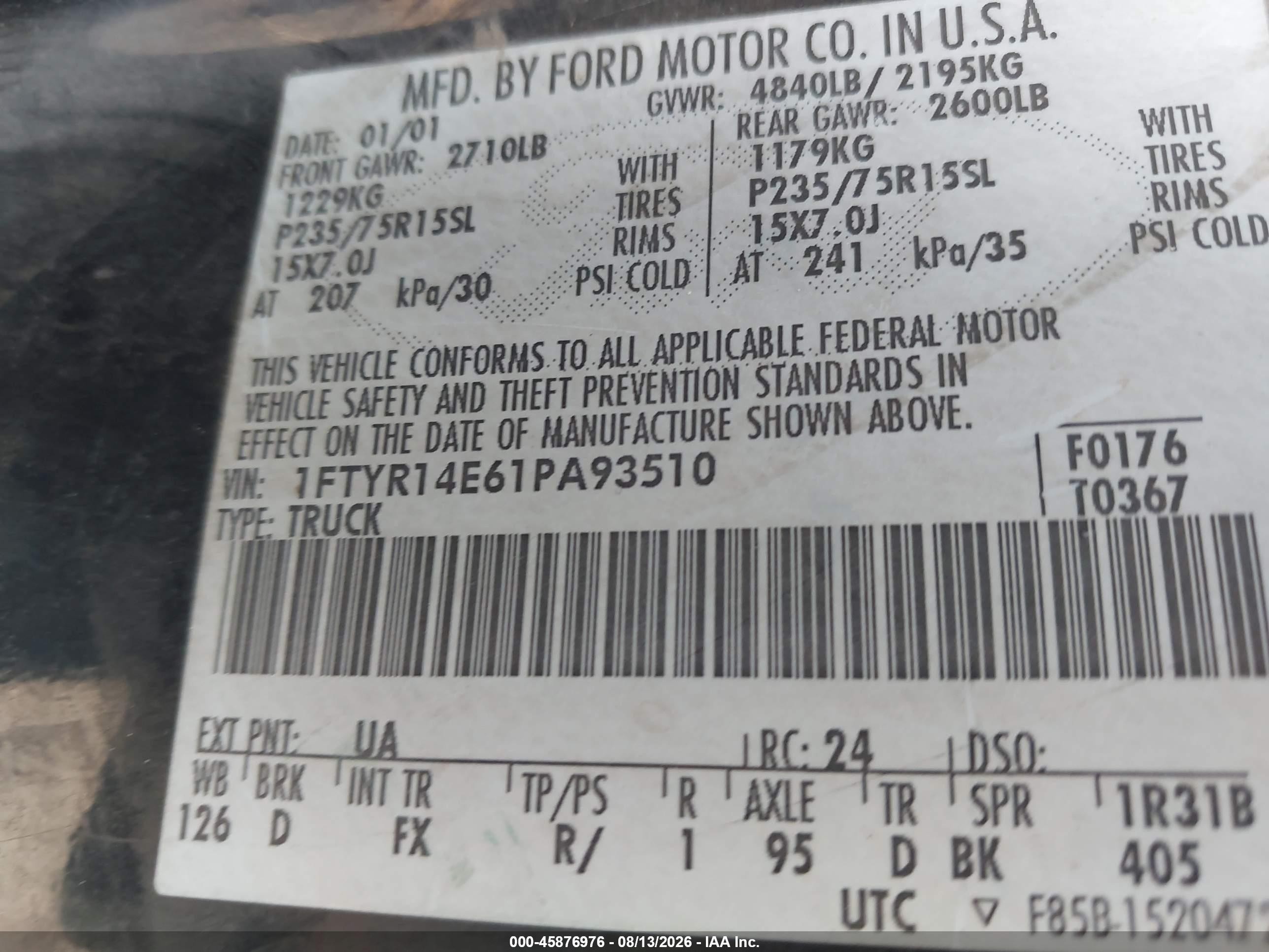 2001 Ford Ranger Edge/xlt Gray vin: 1FTYR14E61PA93510