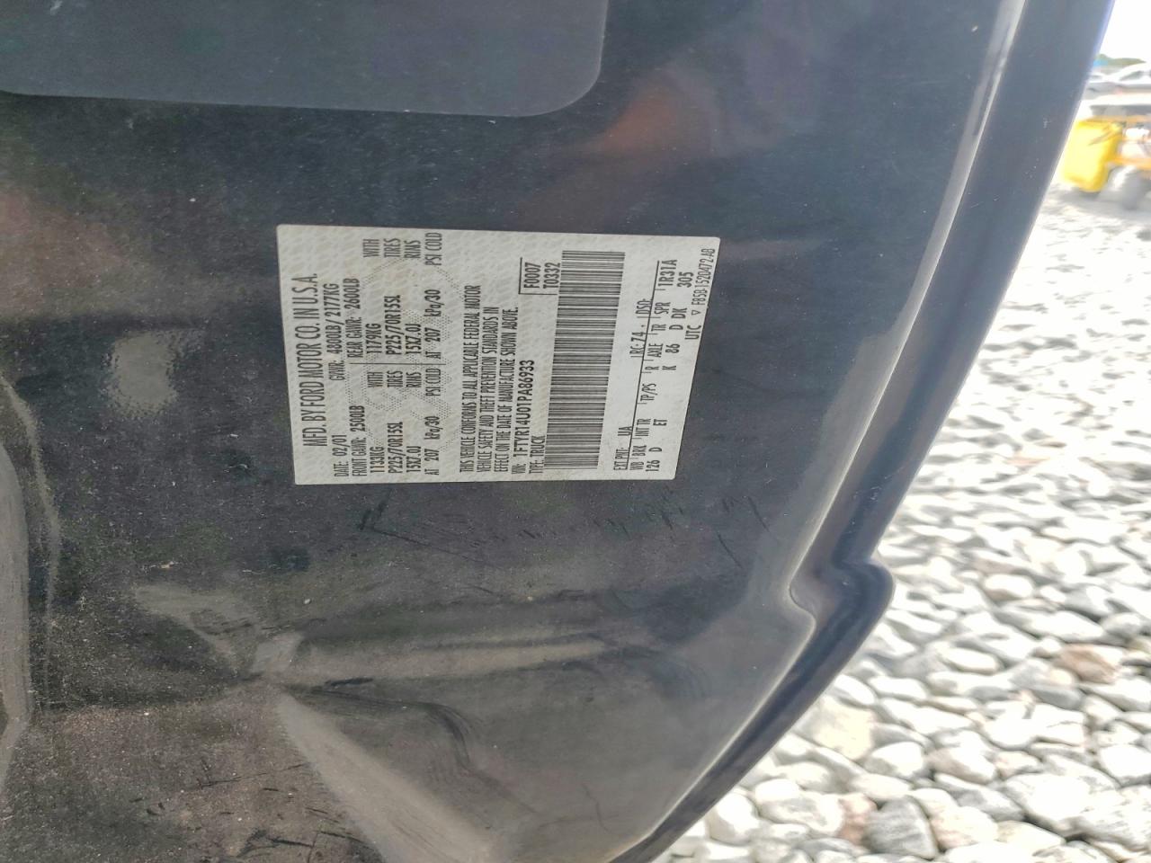 2001 Ford Ranger Super Cab Black vin: 1FTYR14U01PA86933