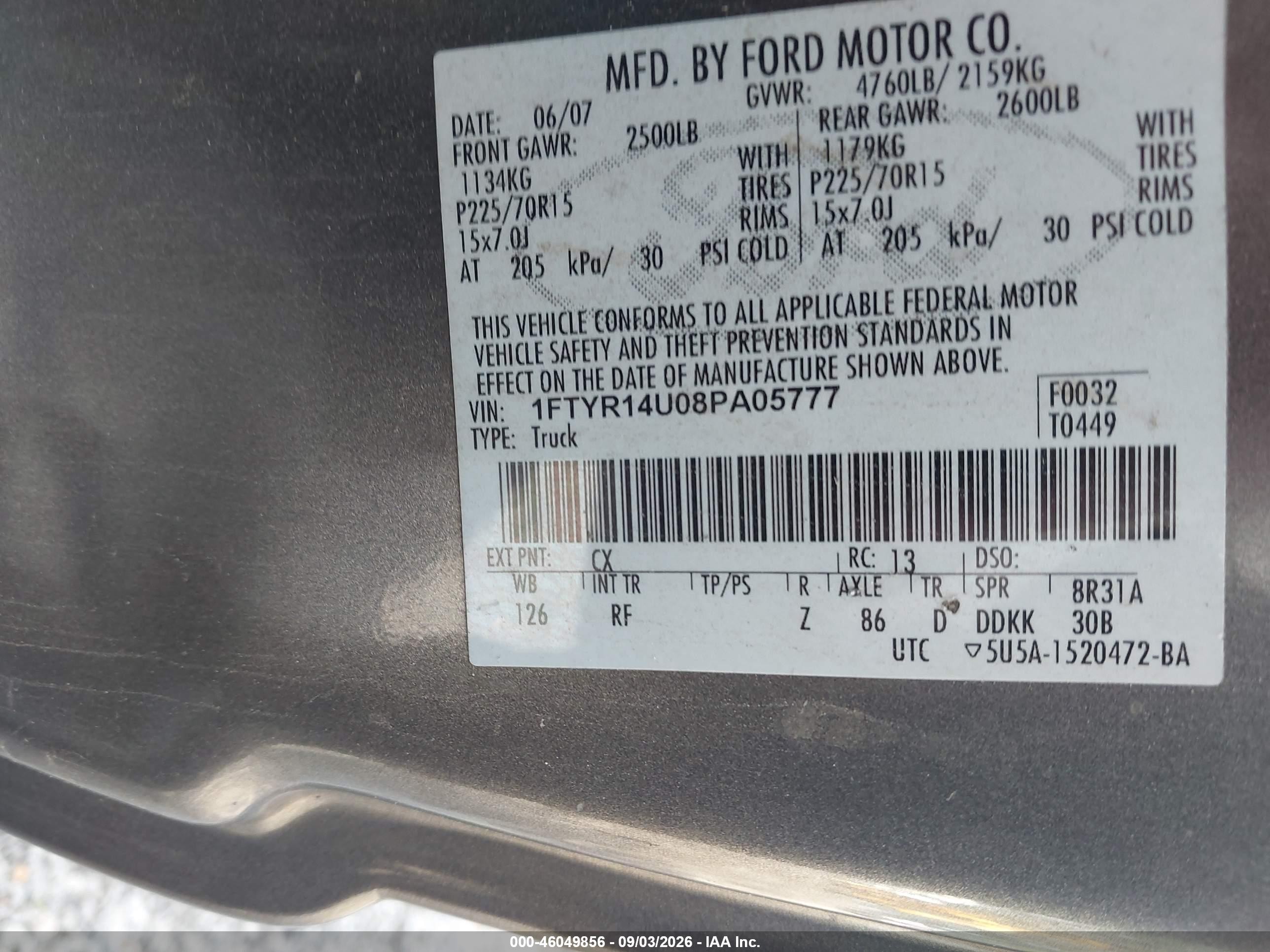 2008 Ford Ranger Xlt Gray vin: 1FTYR14U08PA05777