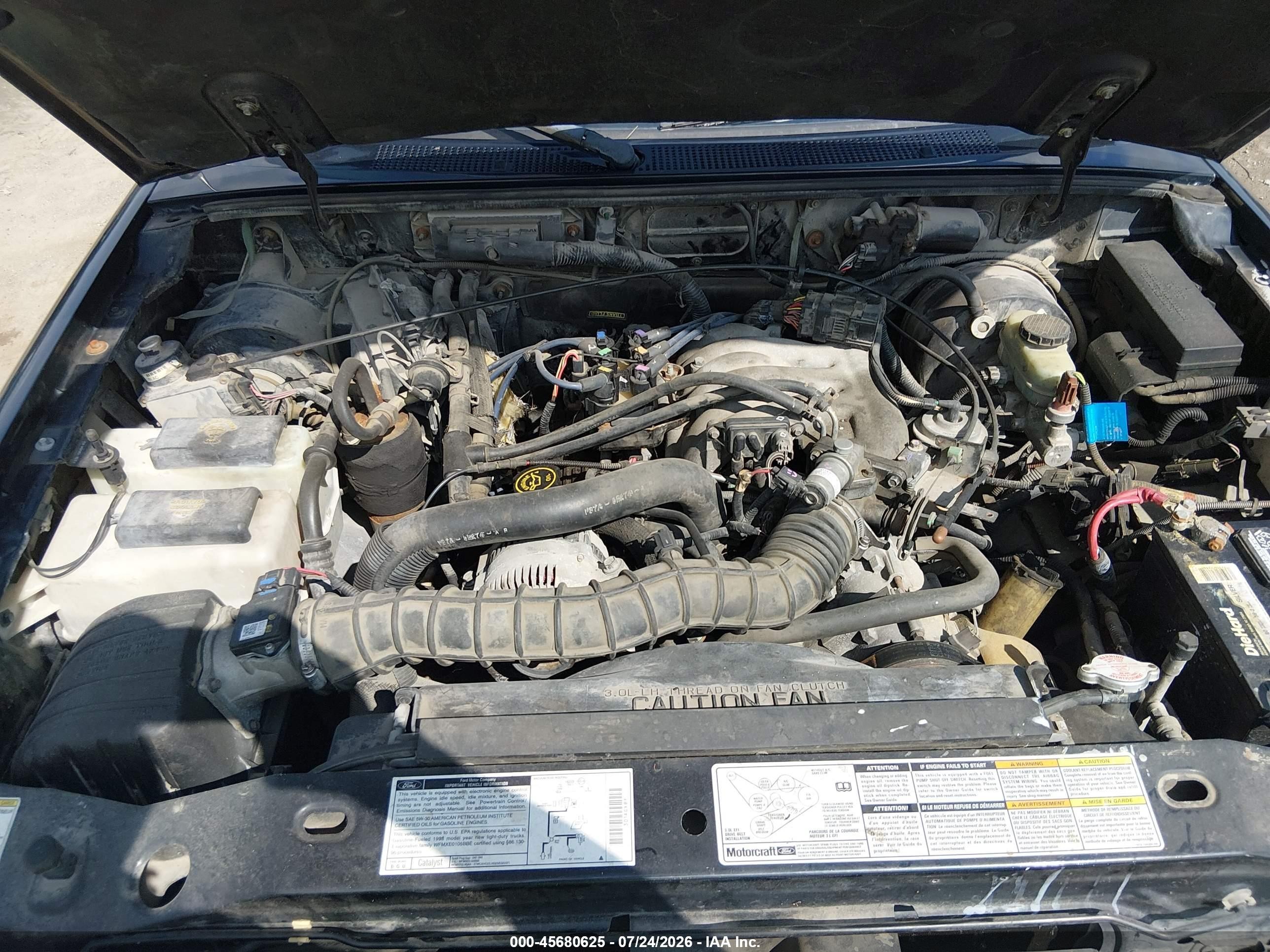 1998 Ford Ranger Splash/xl/xlt Black vin: 1FTYR14U4WPA28461