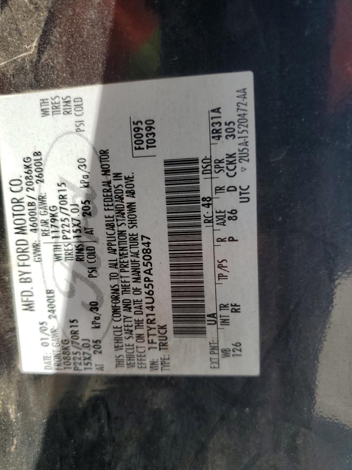 2005 Ford Ranger Super Cab Black vin: 1FTYR14U65PA50847
