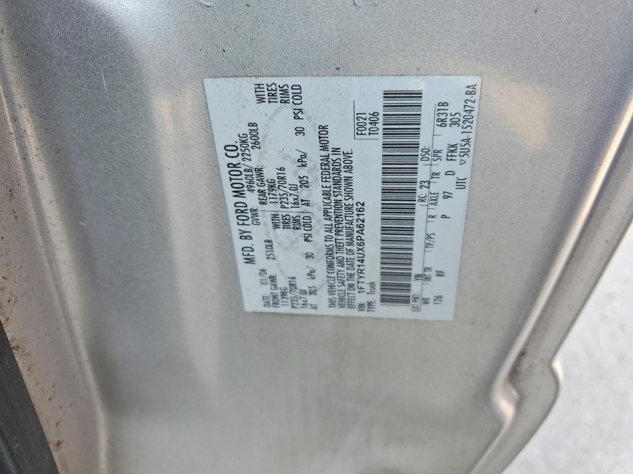 2006 Ford Ranger Super Cab Silver vin: 1FTYR14UX6PA62162