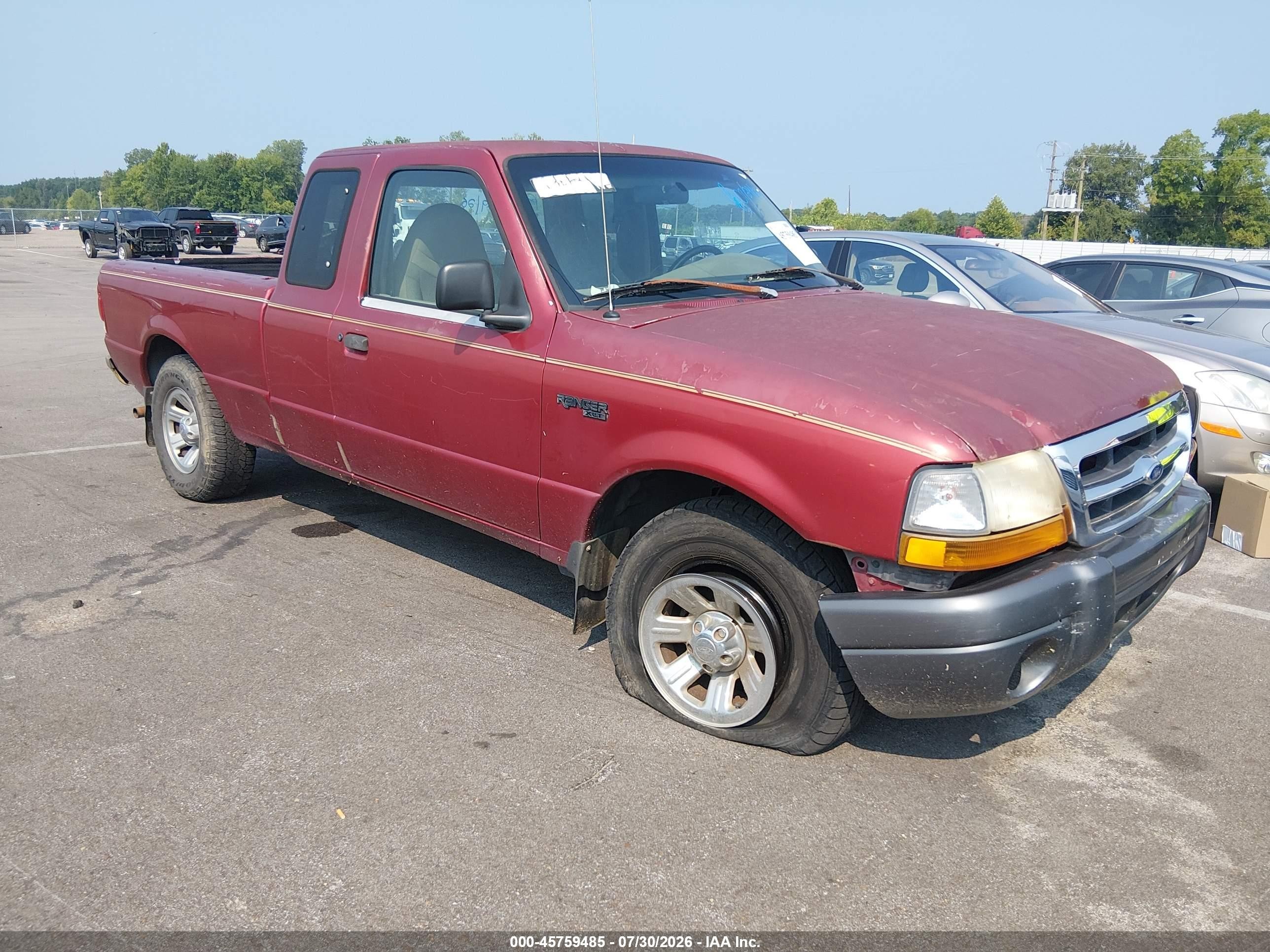 2000 Ford Ranger Xl/xlt Red vin: 1FTYR14V0YPA94730