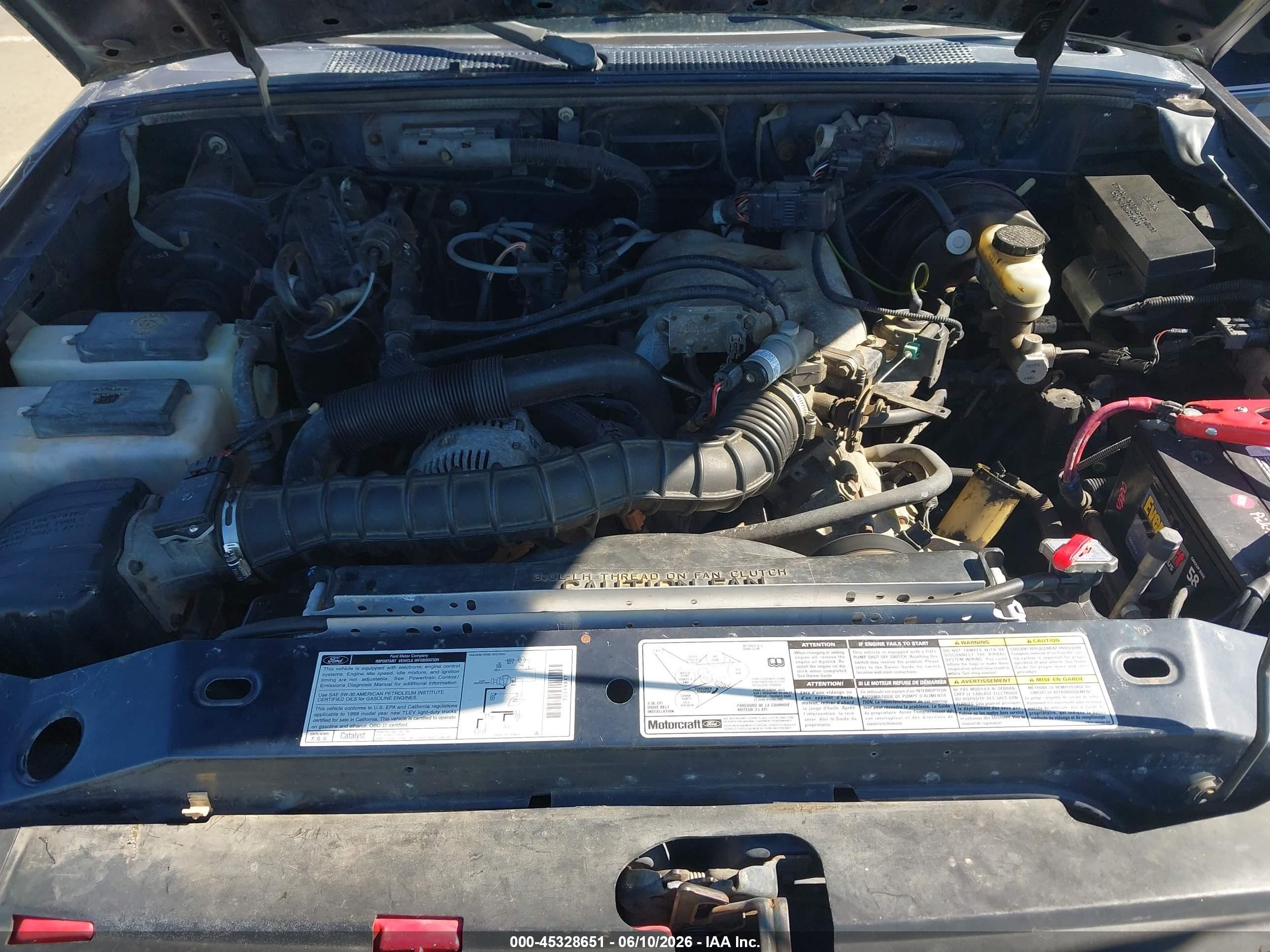 1999 Ford Ranger Xl/xlt Blue vin: 1FTYR14V3XPB21787