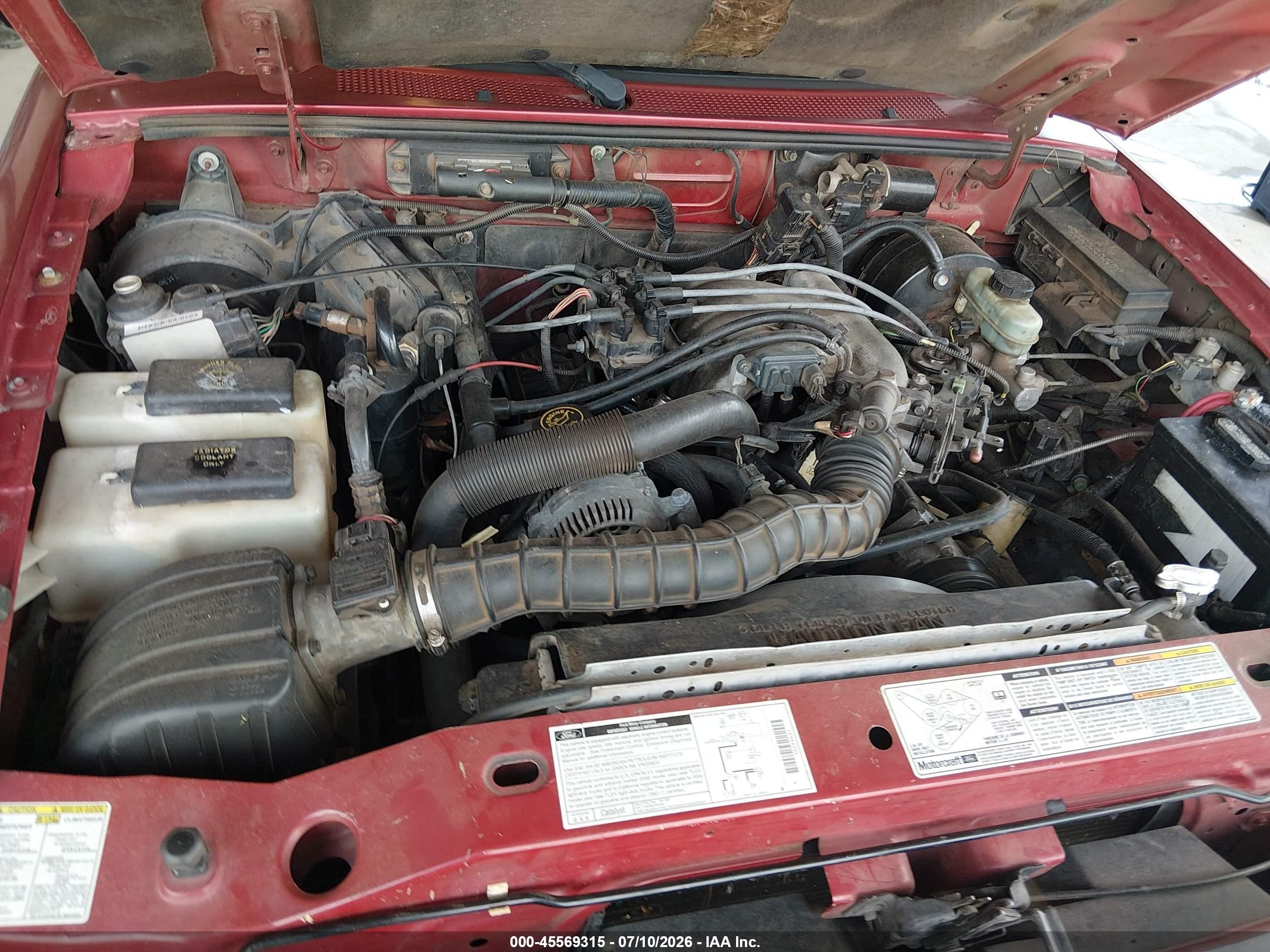 2000 Ford Ranger Xl/xlt Red vin: 1FTYR14V5YPB72337