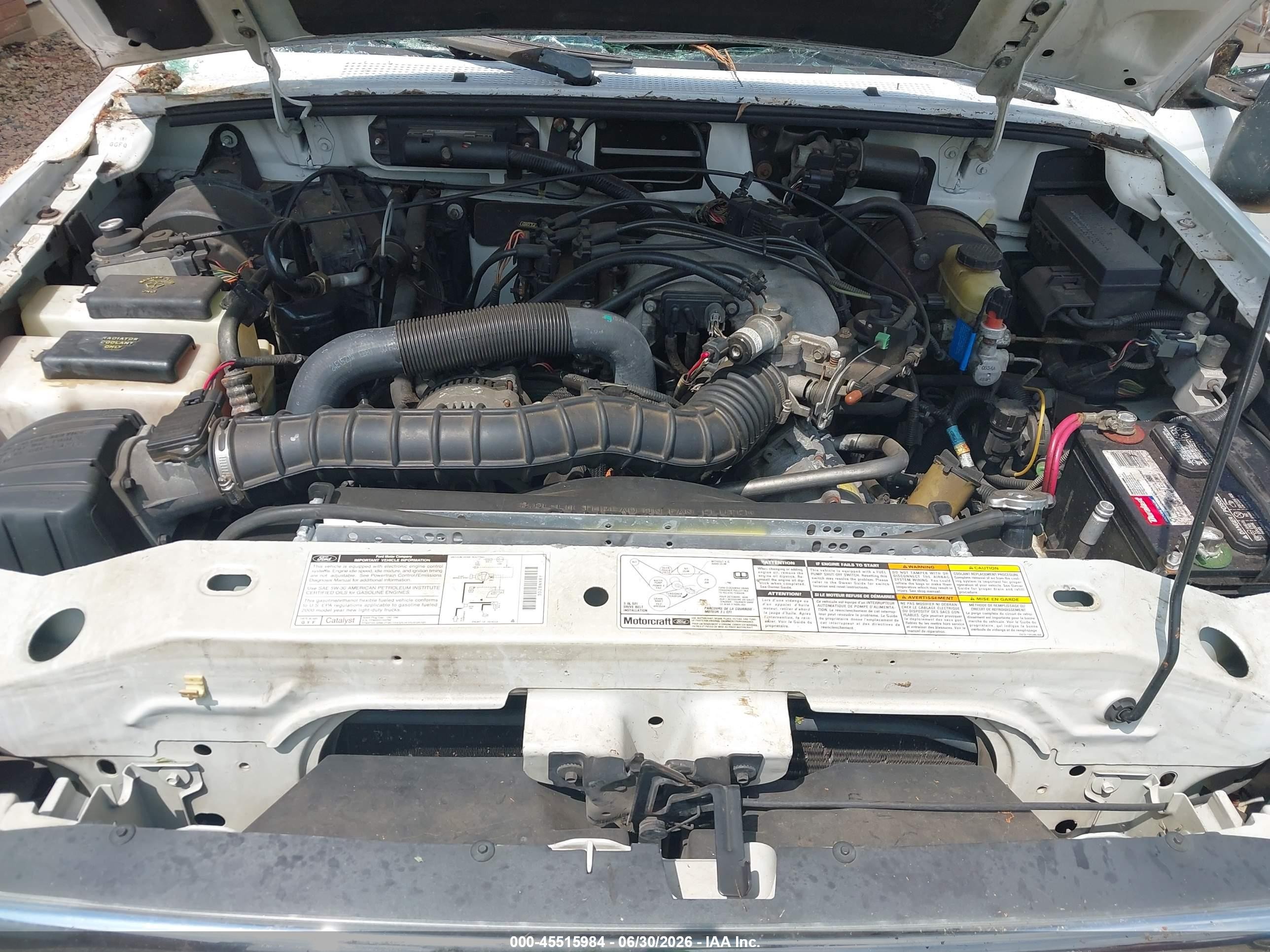 2000 Ford Ranger Xl/xlt White vin: 1FTYR14V8YTA79108