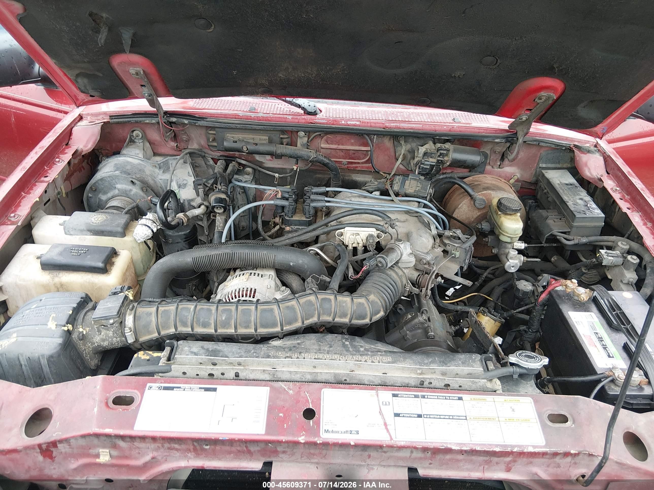 2000 Ford Ranger Xl/xlt Red vin: 1FTYR14V9YPB63382