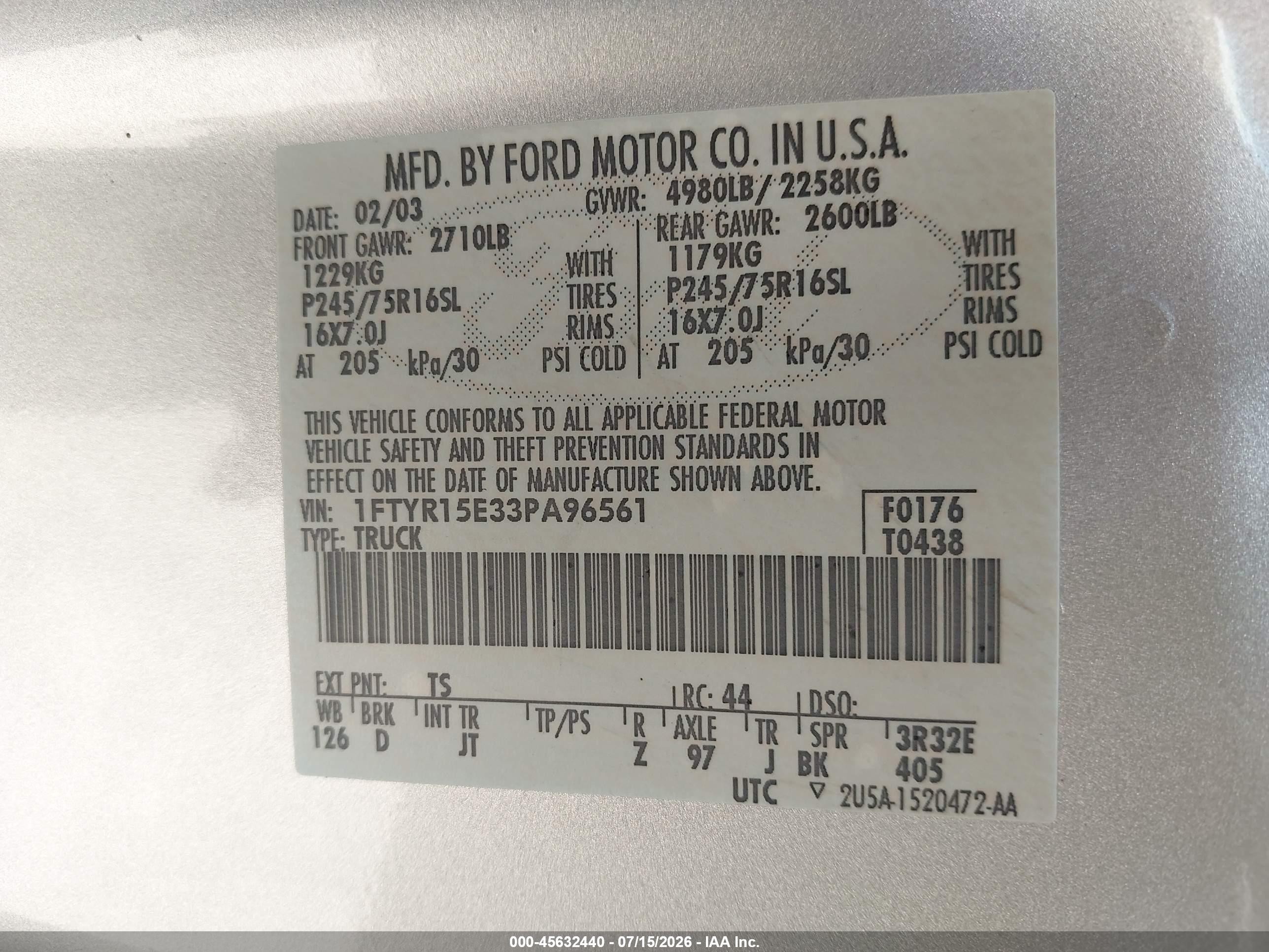 2003 Ford Ranger Xlt Silver vin: 1FTYR15E33PA96561