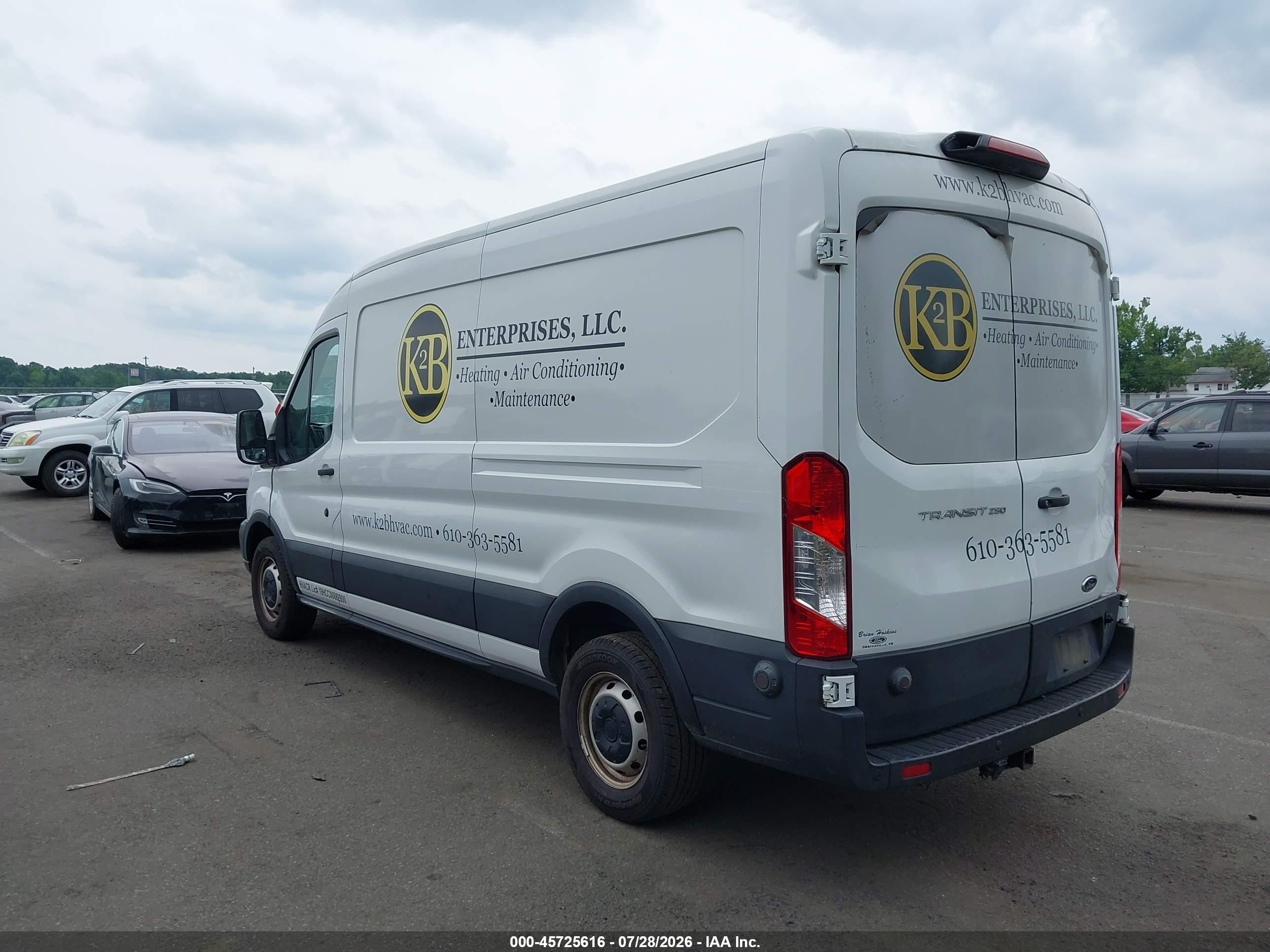 2019 Ford Transit-250 White vin: 1FTYR2CM1KKB66473