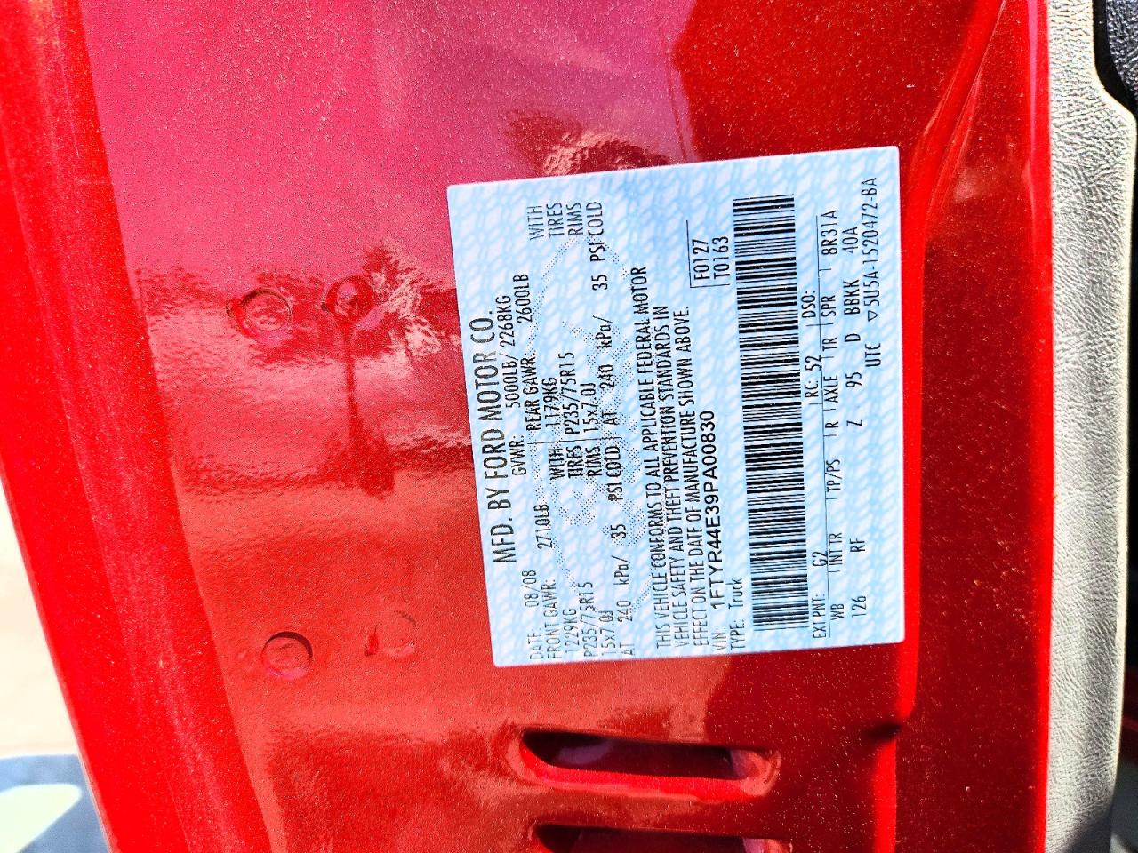 2009 Ford Ranger Super Cab Red vin: 1FTYR44E39PA00830