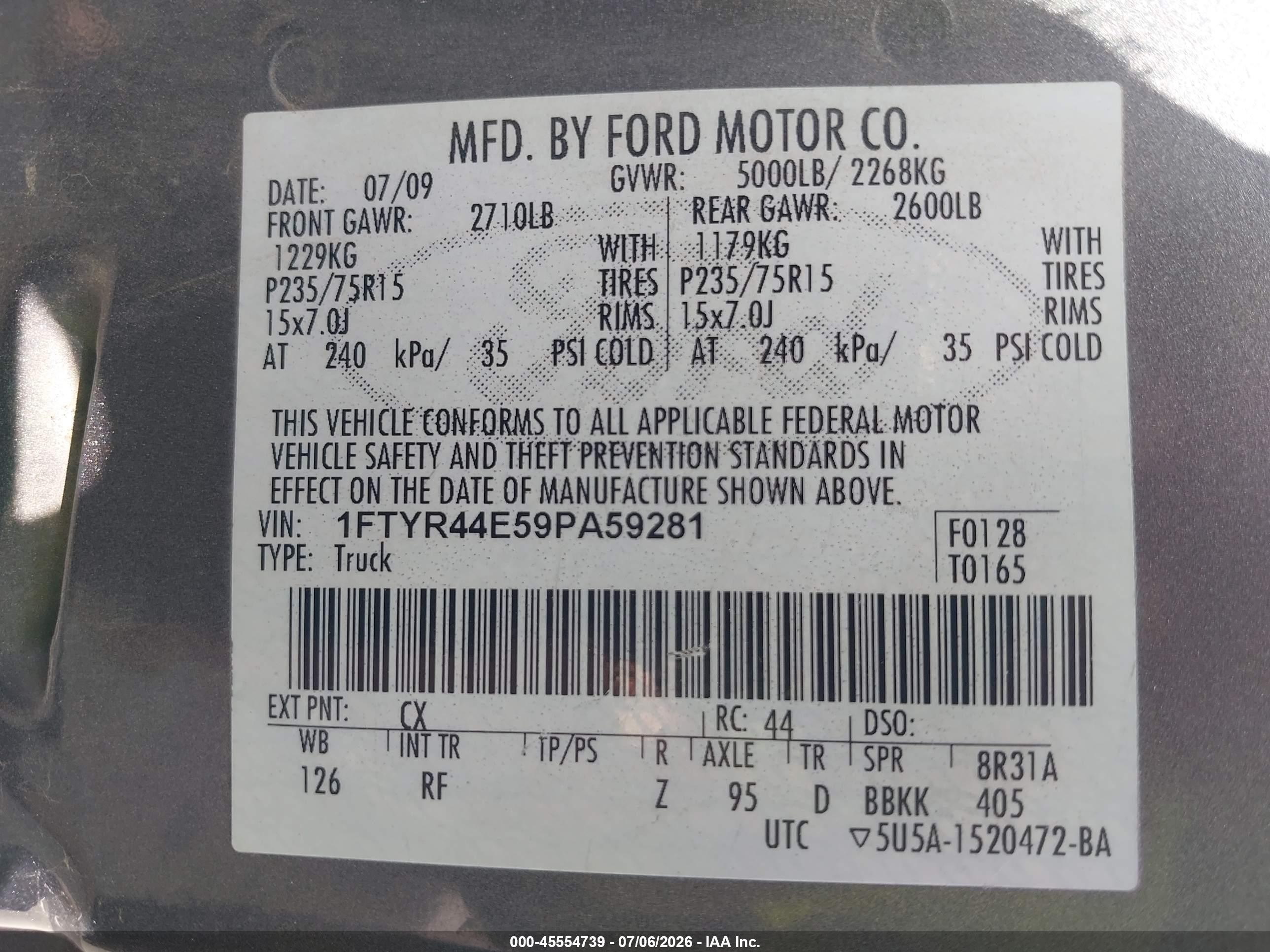 2009 Ford Ranger Sport/xlt Серый vin: 1FTYR44E59PA59281