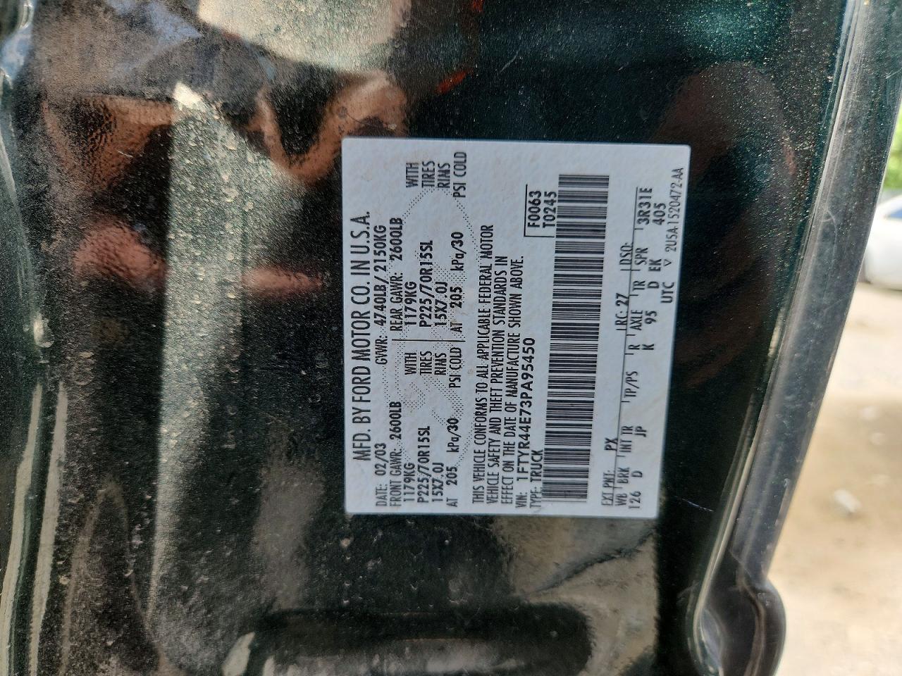 2003 Ford Ranger Green vin: 1FTYR44E73PA95450