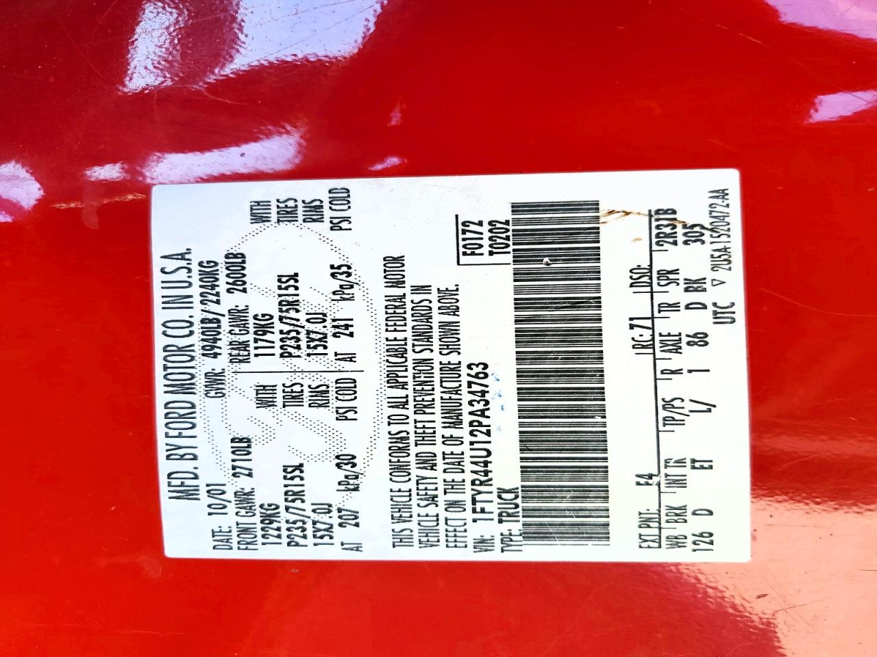 2002 Ford Ranger Super Cab Red vin: 1FTYR44U12PA34763