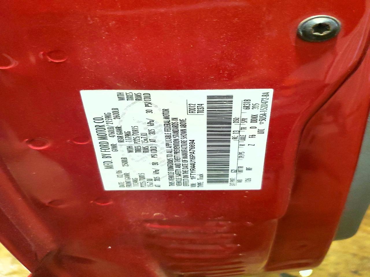 2006 Ford Ranger Super Cab Red vin: 1FTYR44U16PA76694