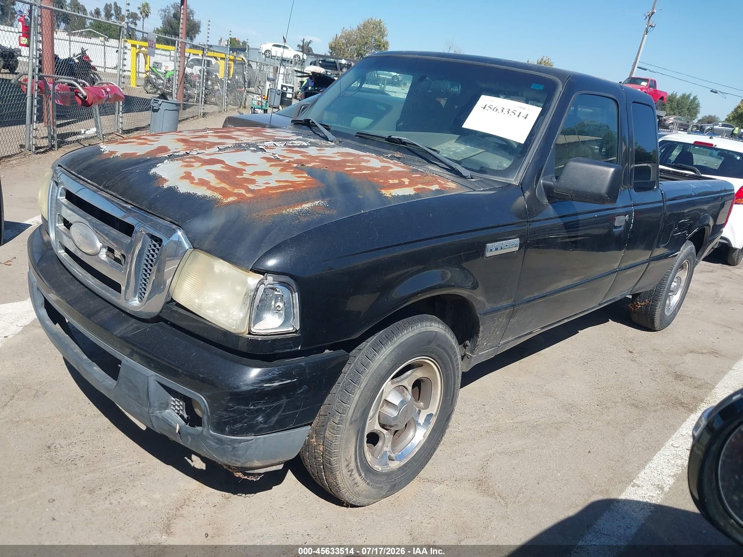 2006 Ford Ranger Super Cab Black vin: 1FTYR44U36PA37847