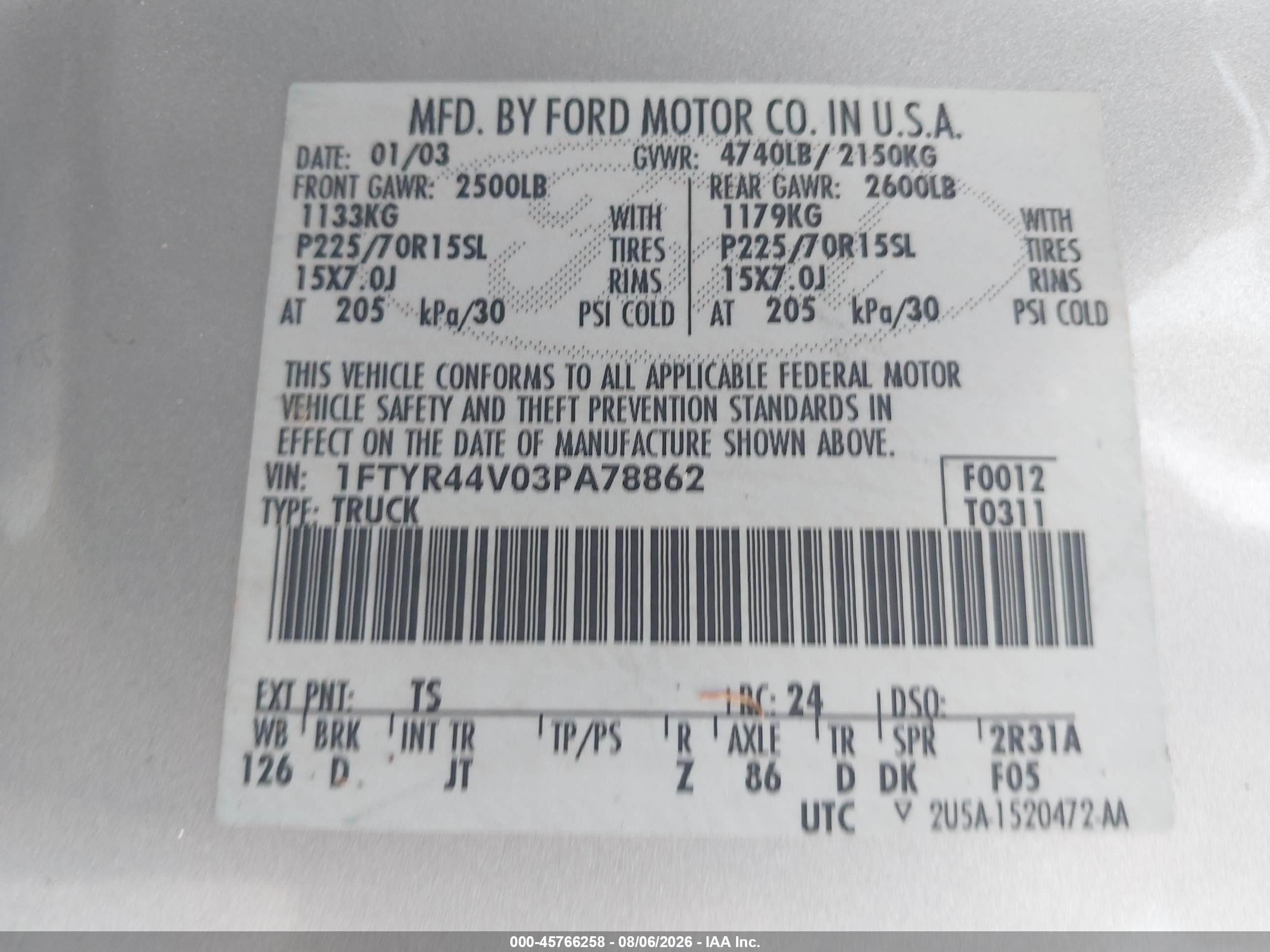 2003 Ford Ranger Super Cab Silver vin: 1FTYR44V03PA78862