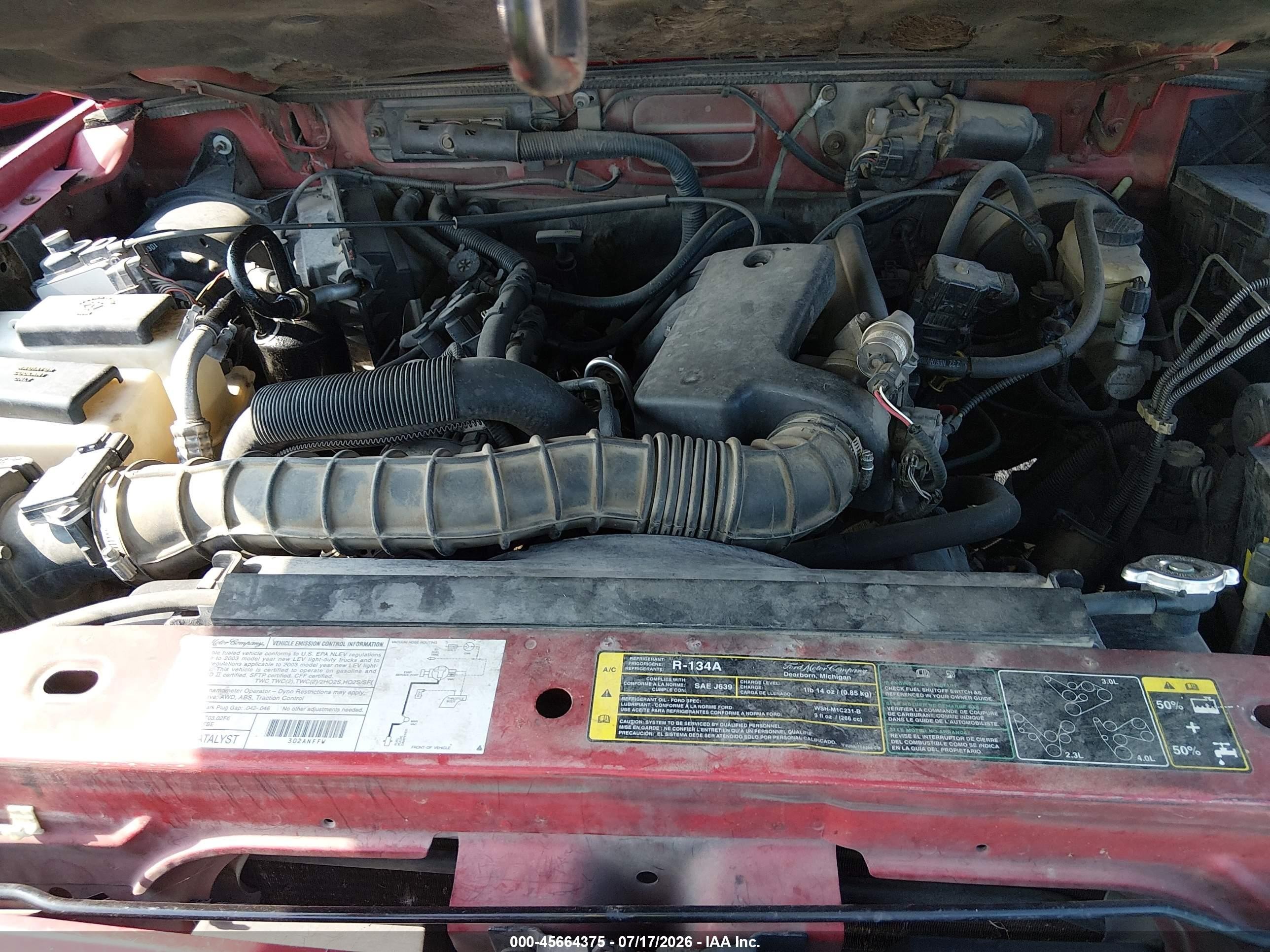 2003 Ford Ranger Red vin: 1FTYR44V53PA84589
