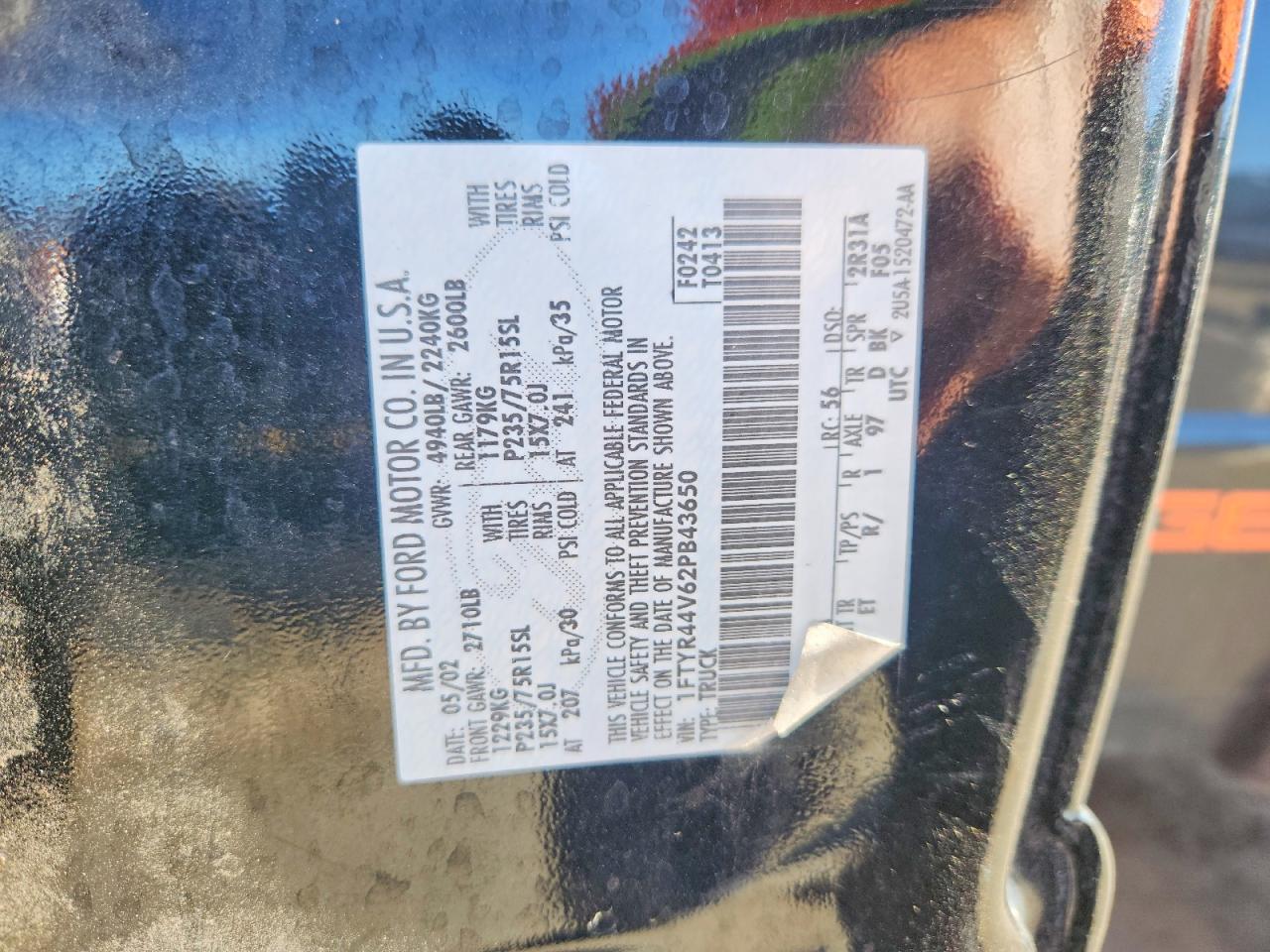 2002 Ford Ranger Super Cab Black vin: 1FTYR44V62PB43650