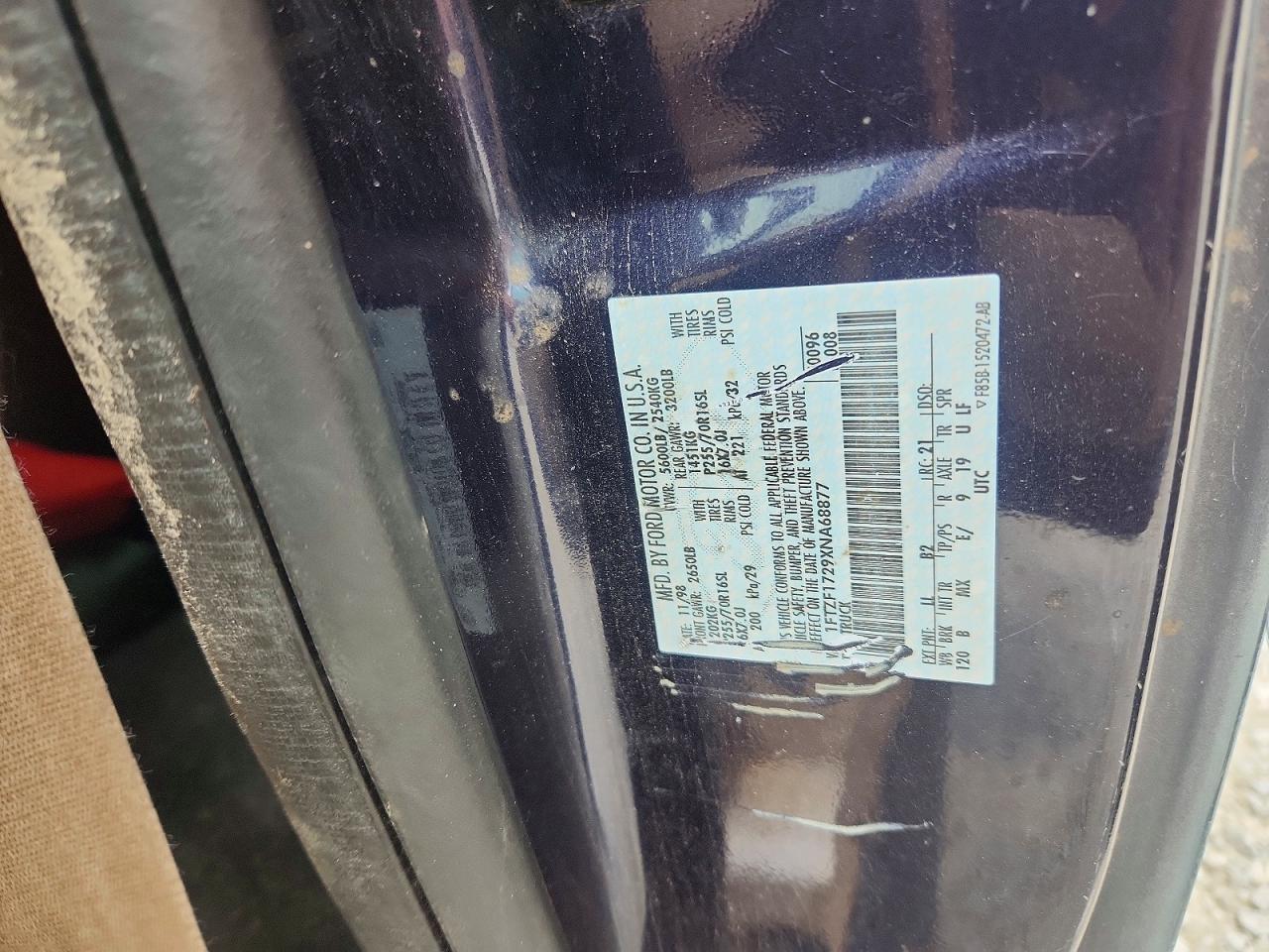 1999 Ford F150 Blue vin: 1FTZF1729XNA68877