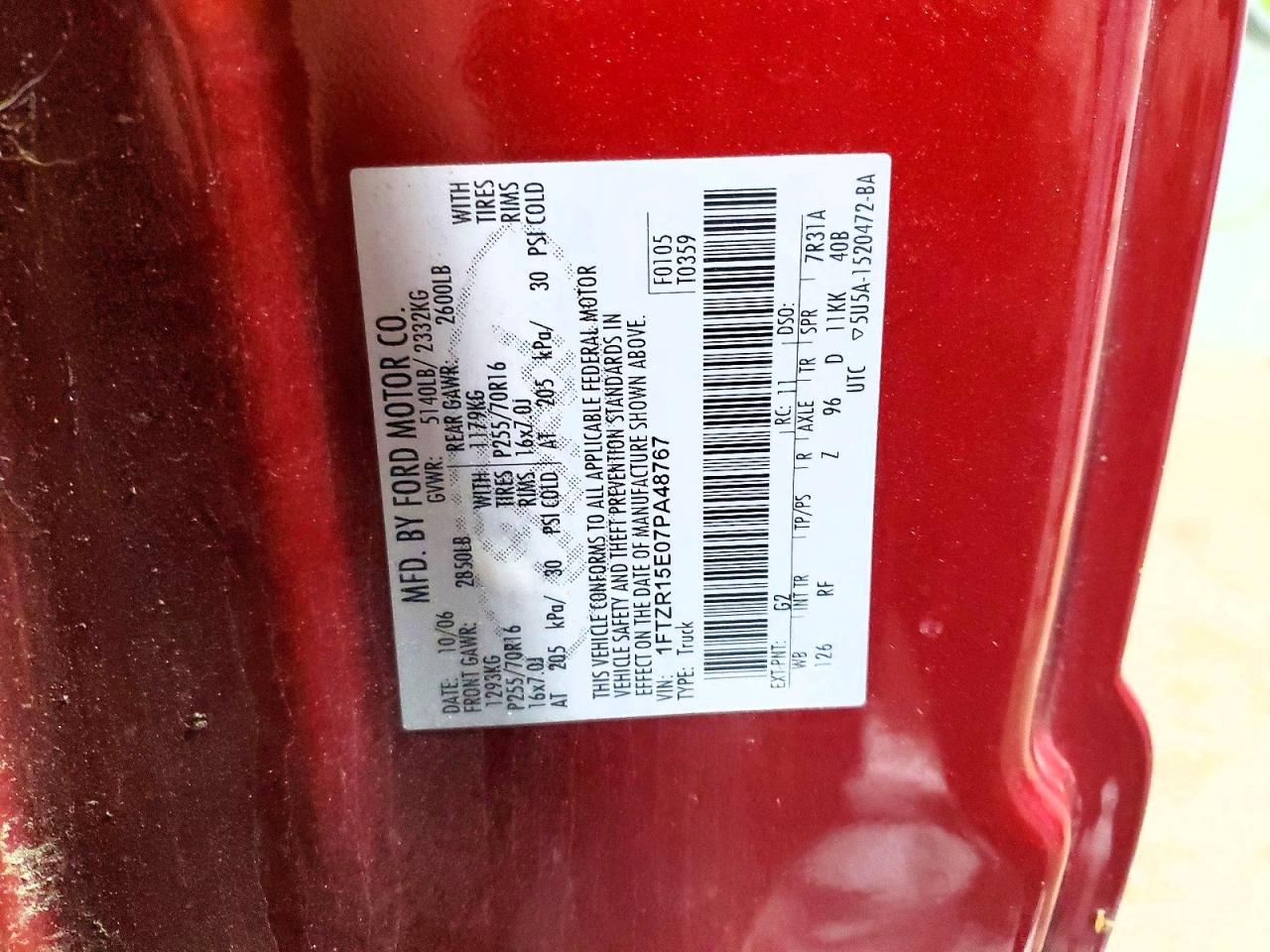 2007 Ford Ranger Super Cab Red vin: 1FTZR15E07PA48767
