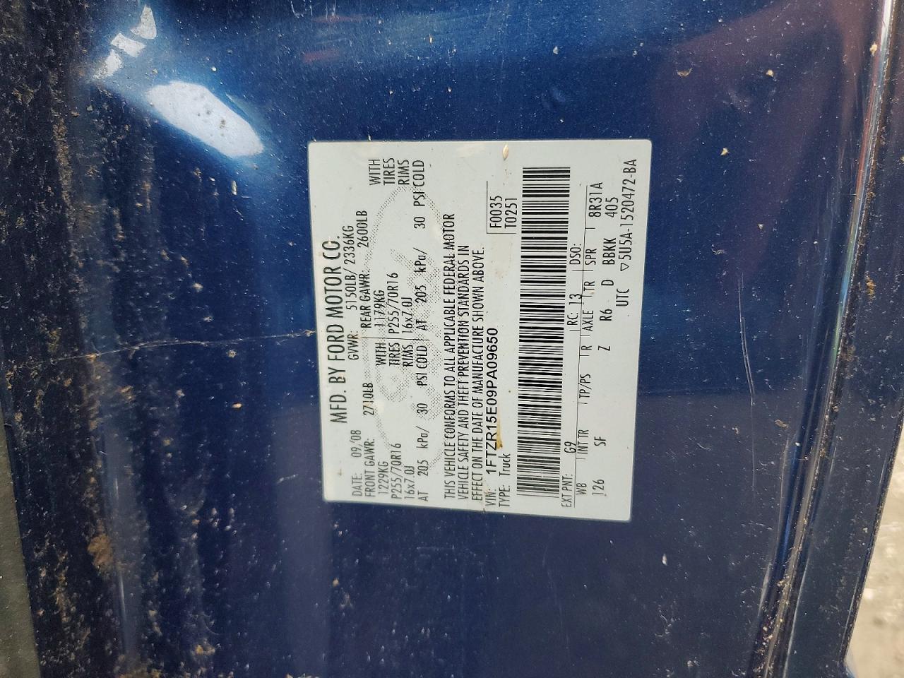 2009 Ford Ranger Blue vin: 1FTZR15E09PA09650