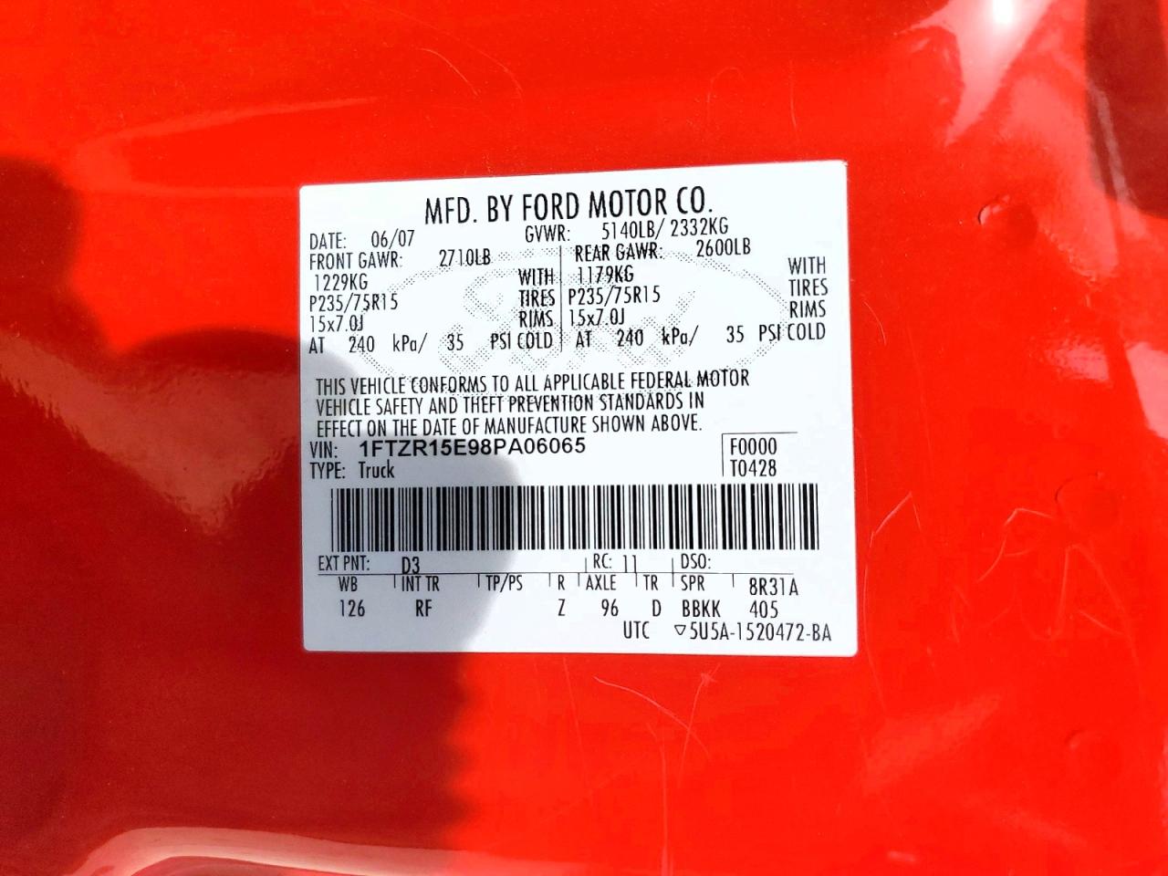 2008 Ford Ranger Super Cab Red vin: 1FTZR15E98PA06065