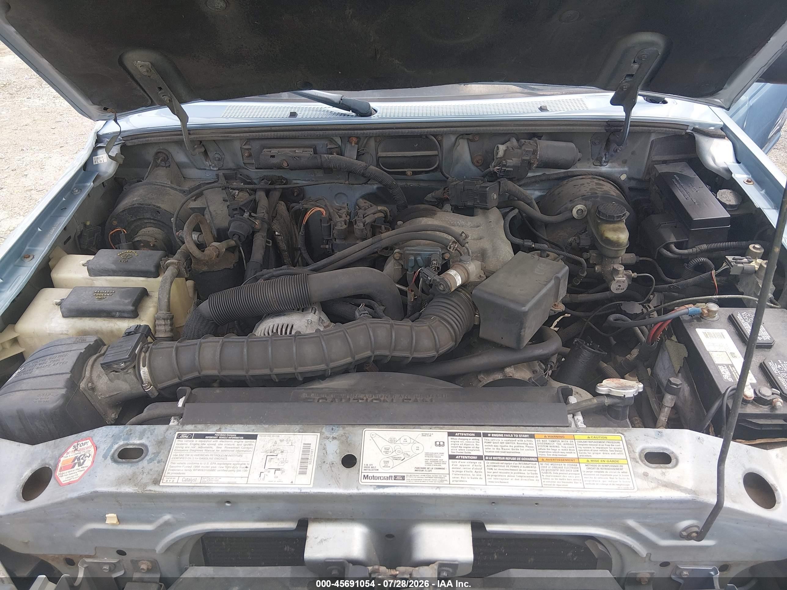 1998 Ford Ranger Splash/xl/xlt Blue vin: 1FTZR15U1WTA31599