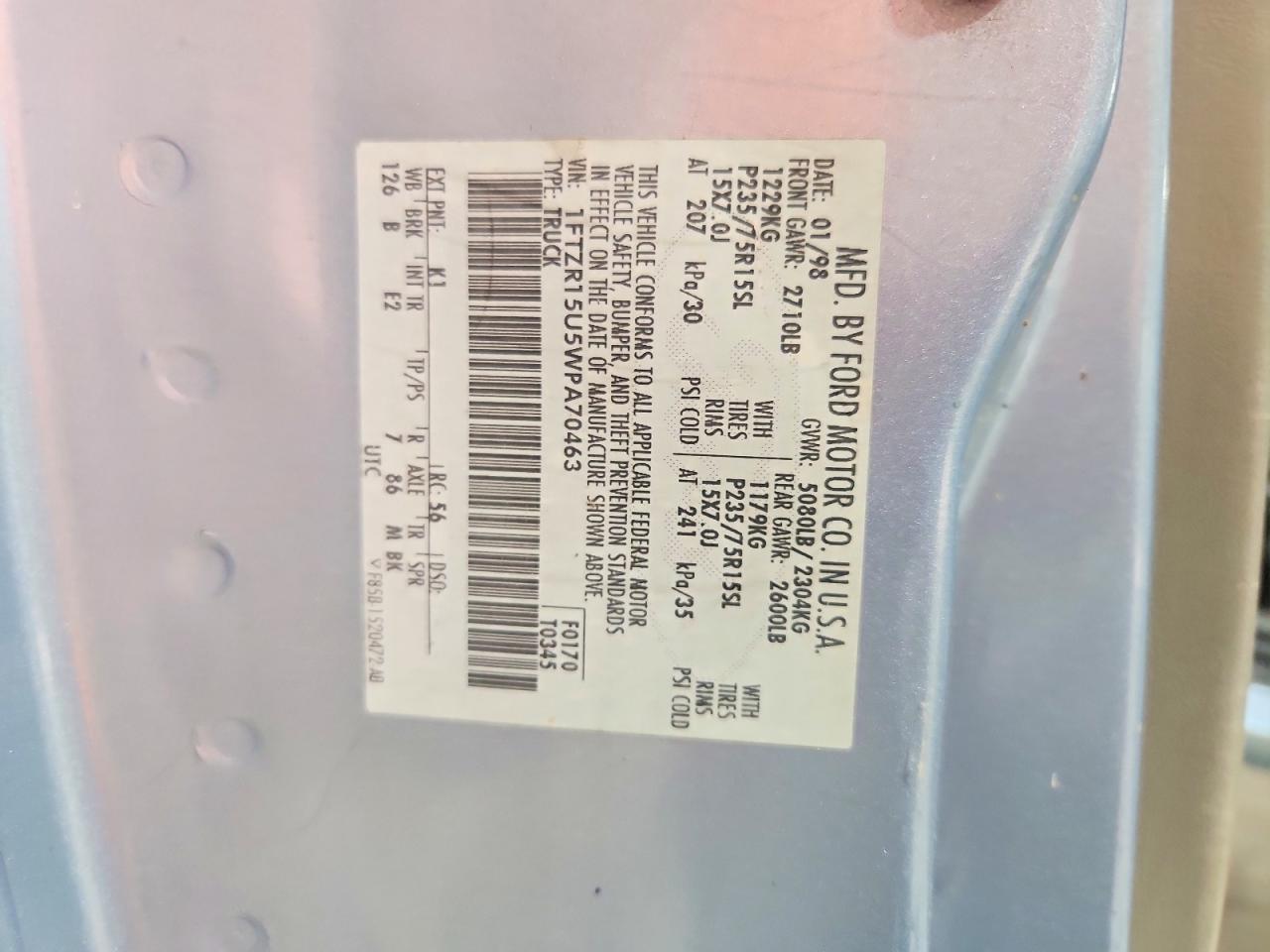 1998 Ford Ranger Teal vin: 1FTZR15U5WPA70463