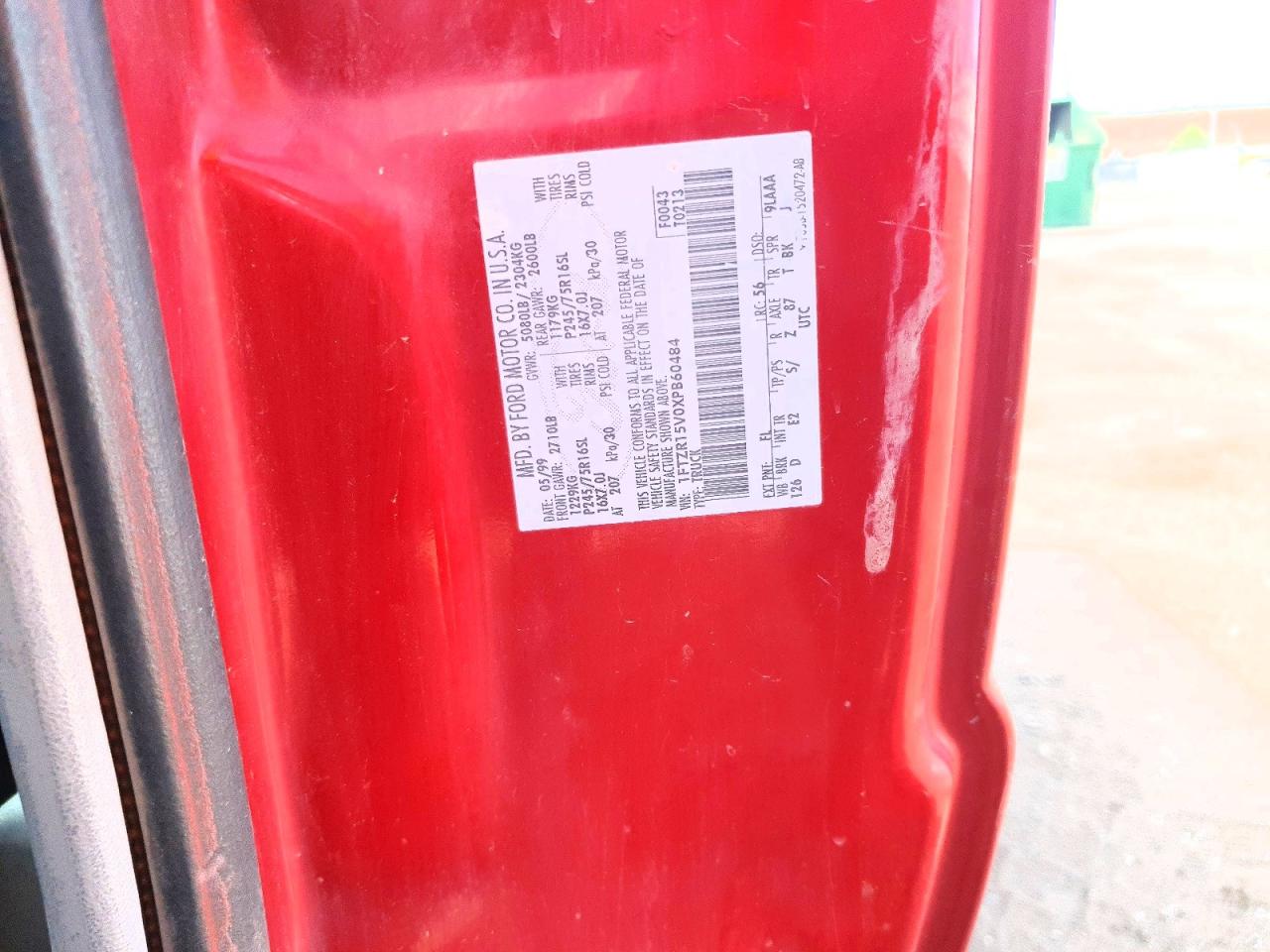 1999 Ford Ranger Super Cab Red vin: 1FTZR15V0XPB60484
