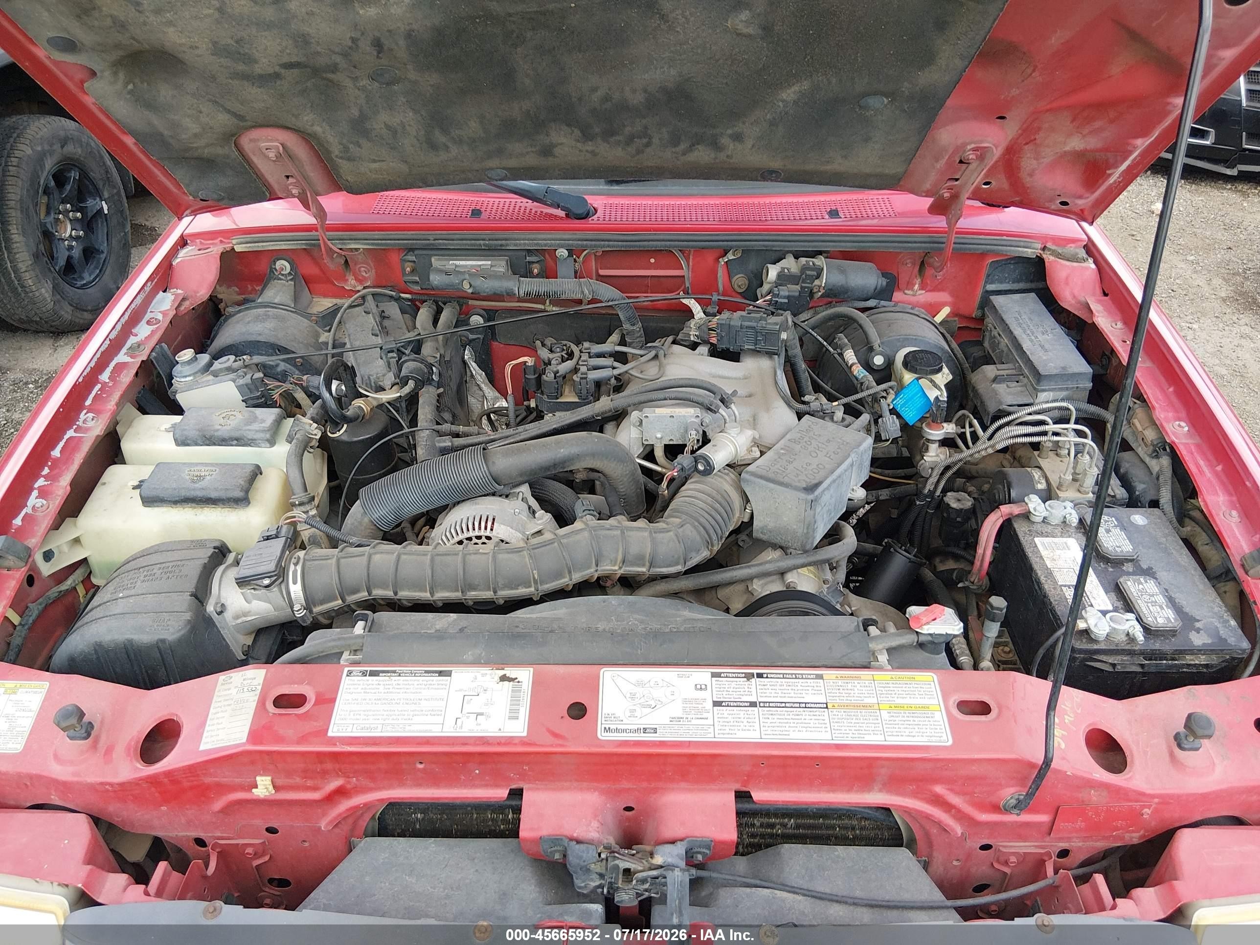 2000 Ford Ranger Xl/xlt Red vin: 1FTZR15V0YPB61099