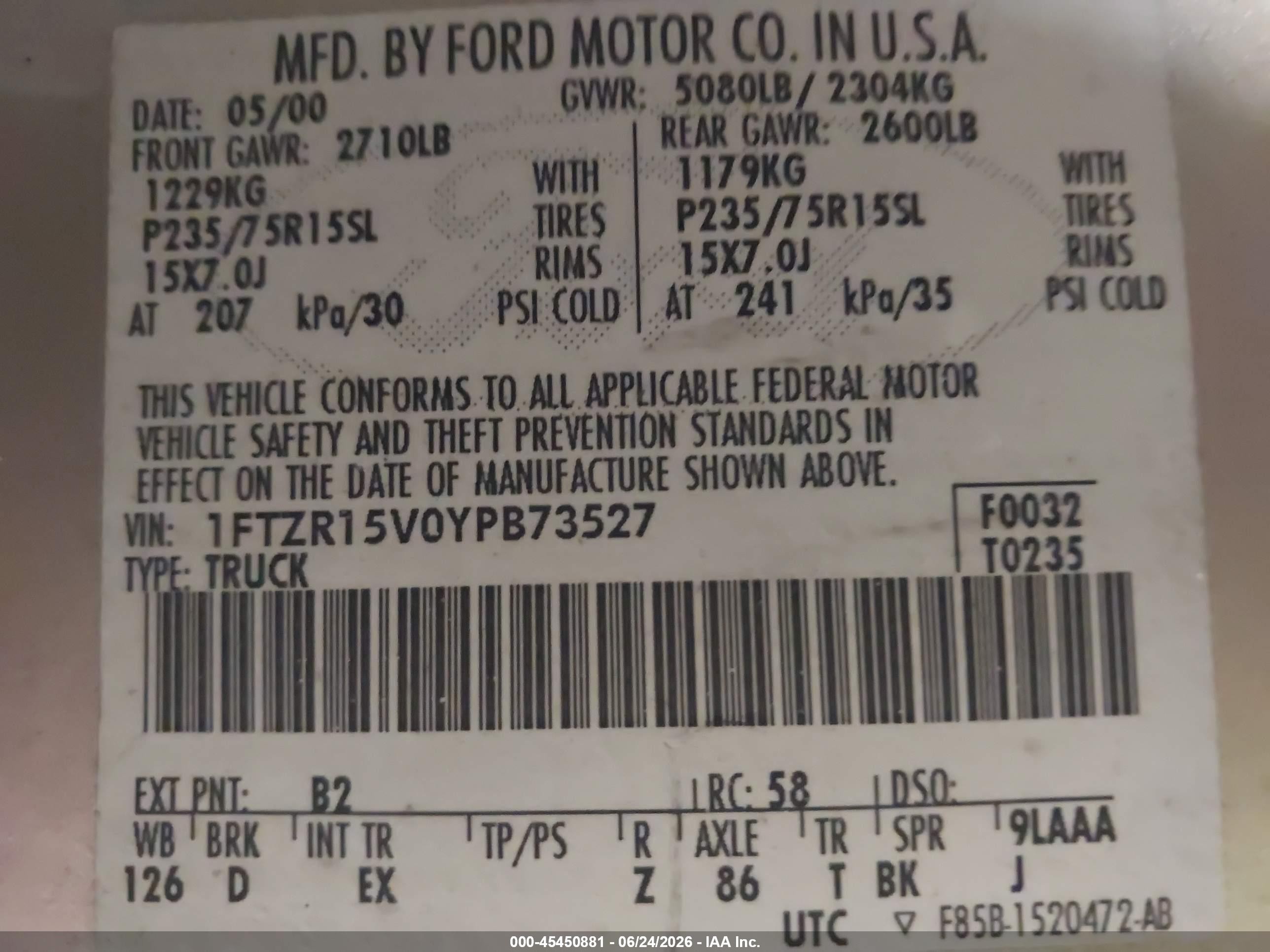 2000 Ford Ranger Xl/xlt Gold vin: 1FTZR15V0YPB73527