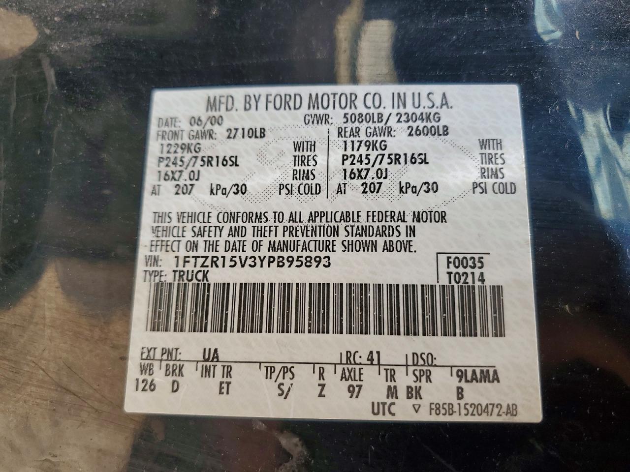 2000 Ford Ranger Super Cab Black vin: 1FTZR15V3YPB95893