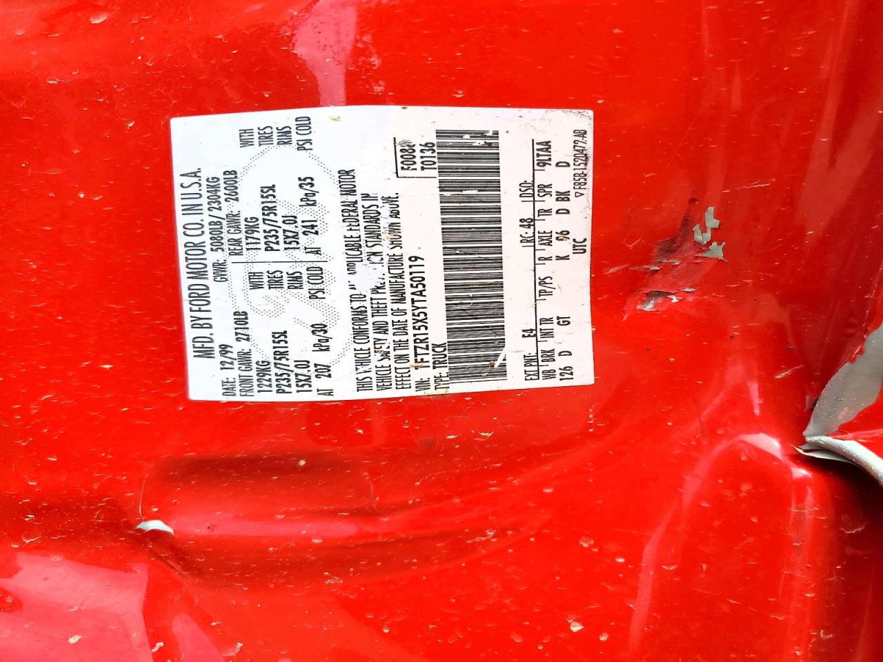 2000 Ford Ranger Super Cab Red vin: 1FTZR15X5YTA50119