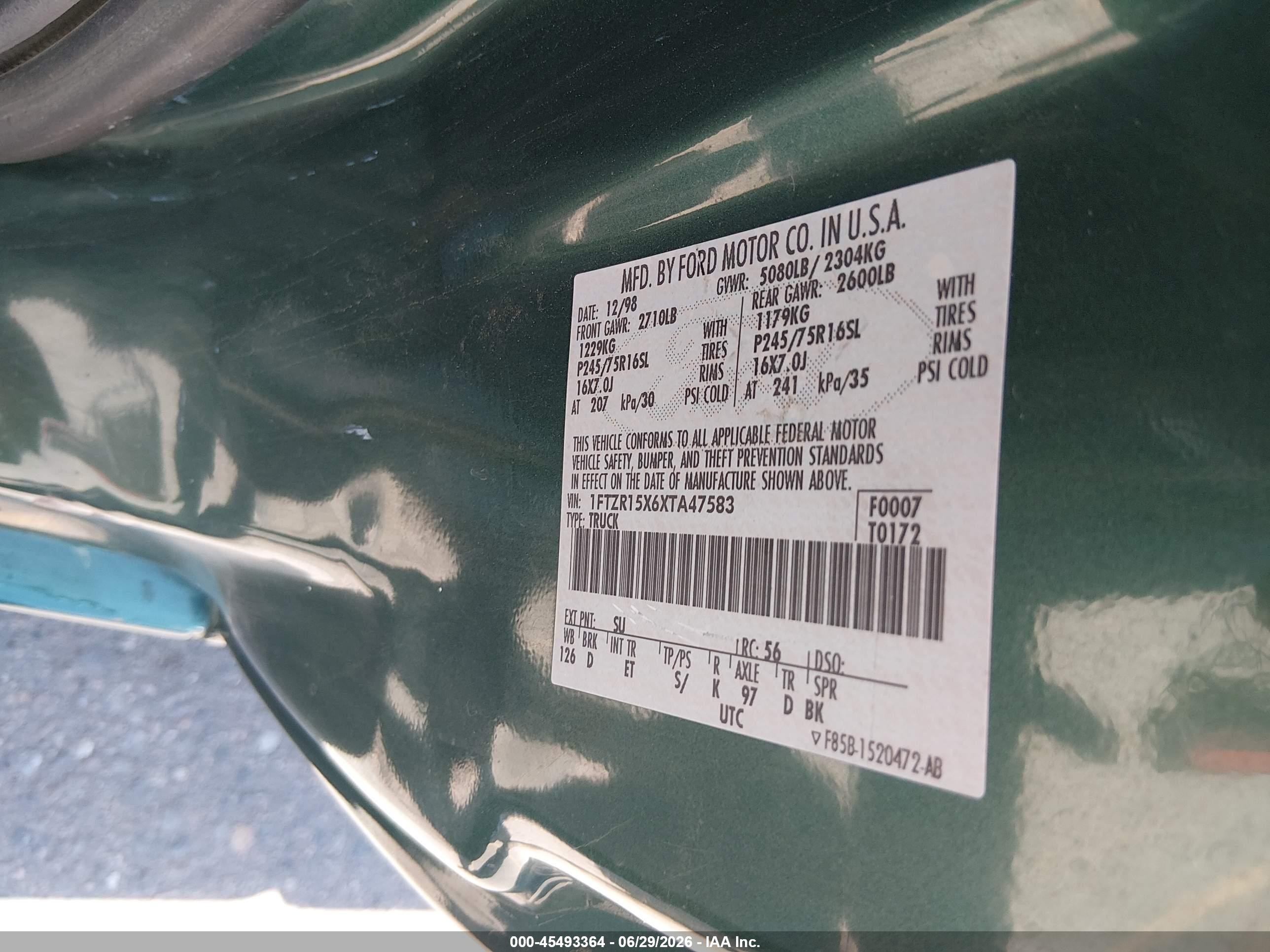 1999 Ford Ranger Super Cab Green vin: 1FTZR15X6XTA47583